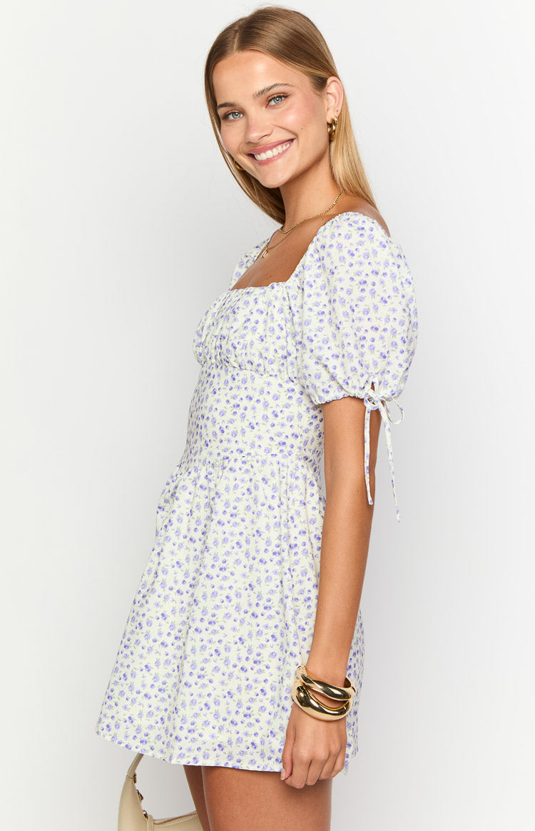Danyal Women's Purple Floral Print Mini Dress - Summer Casual Party Cocktail Dress for Beach Vacation & Date Night