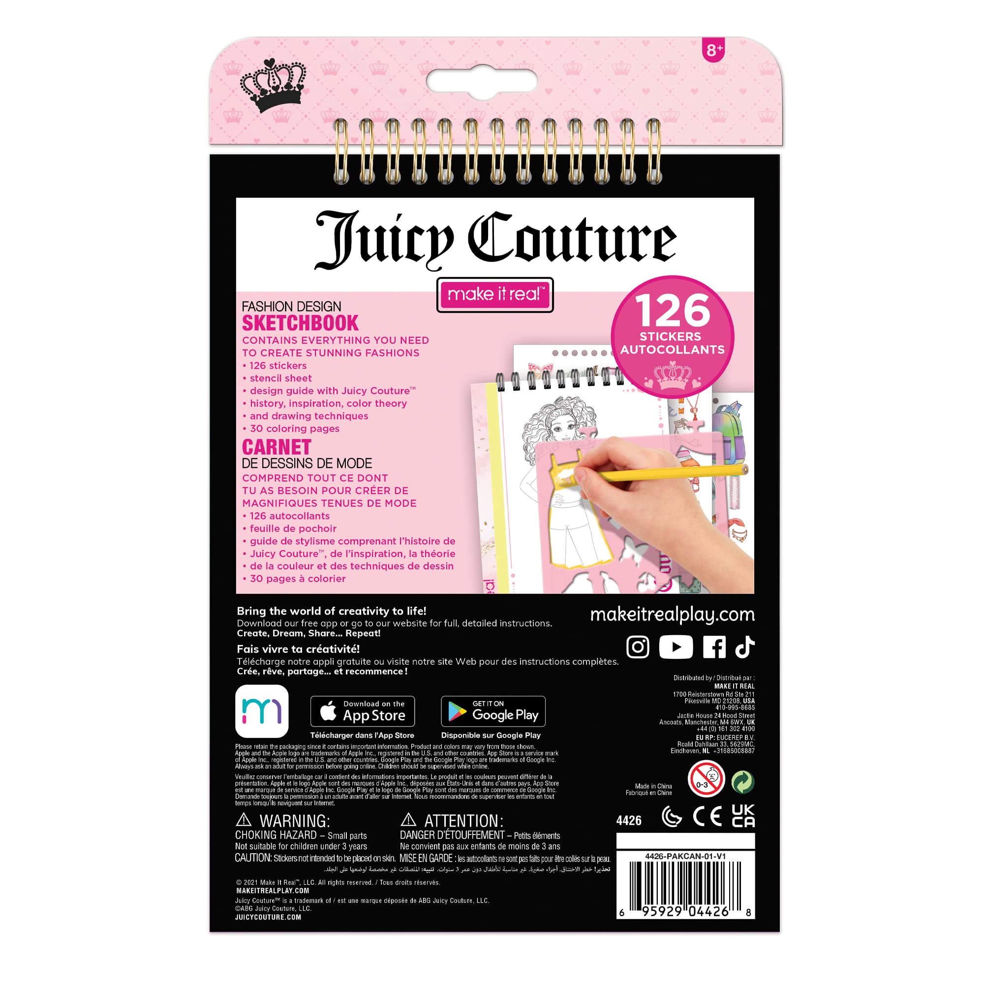 Juicy Couture Fashion Design Sketchbook for Girls Ages 6+ - 137 Stickers & Stencils Included, Creative Drawing & Coloring Activity Book | Perfect for Fashion Design Practice, Birthday Gifts & Arts and Crafts Projects
