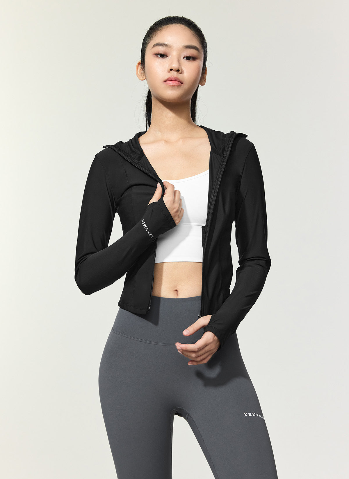 Lightweight Cooling Slim Fit Crop Hoodie Jacket for Women - Breathable Summer Workout & Casual Wear
