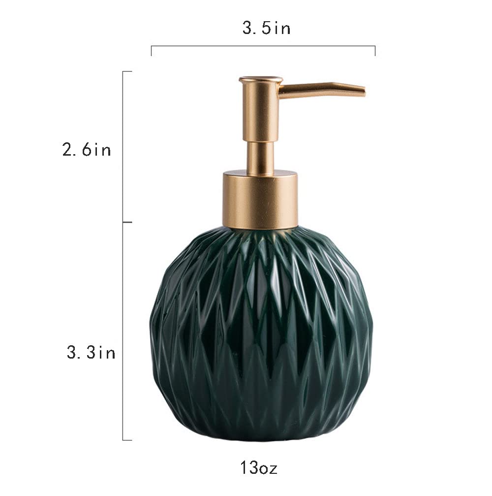 Premium Ceramic Soap Dispenser for Bathroom - Elegant Shower Gel & Lotion Bottle with Pump - Perfect for Vanity, Sink Countertop, and Spa-Style Home Decor