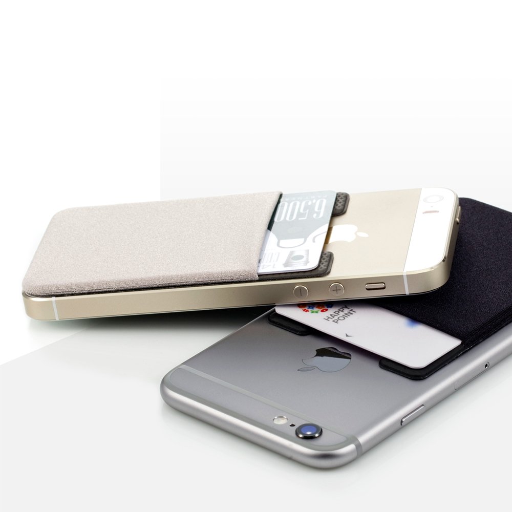 Sinjimoru Adhesive Stretchy Phone Wallet - 3 Pack Black Card Holder for iPhone (Stick-on Back of Phone) | Perfect for Hands-Free Shopping, Commuting & Travel Accessories