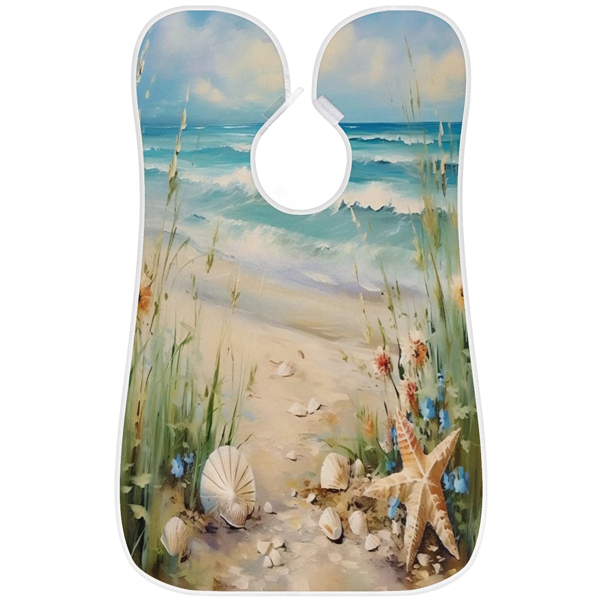 Starfish Beach Print Beard Shaving Bib for Men - Waterproof Makeup & Hair Dye Apron, Barber Cape for Haircut, Beard Trimming & Styling - Perfect Sink Hair Catcher & Grooming Accessory for Home Salon & Professional Use