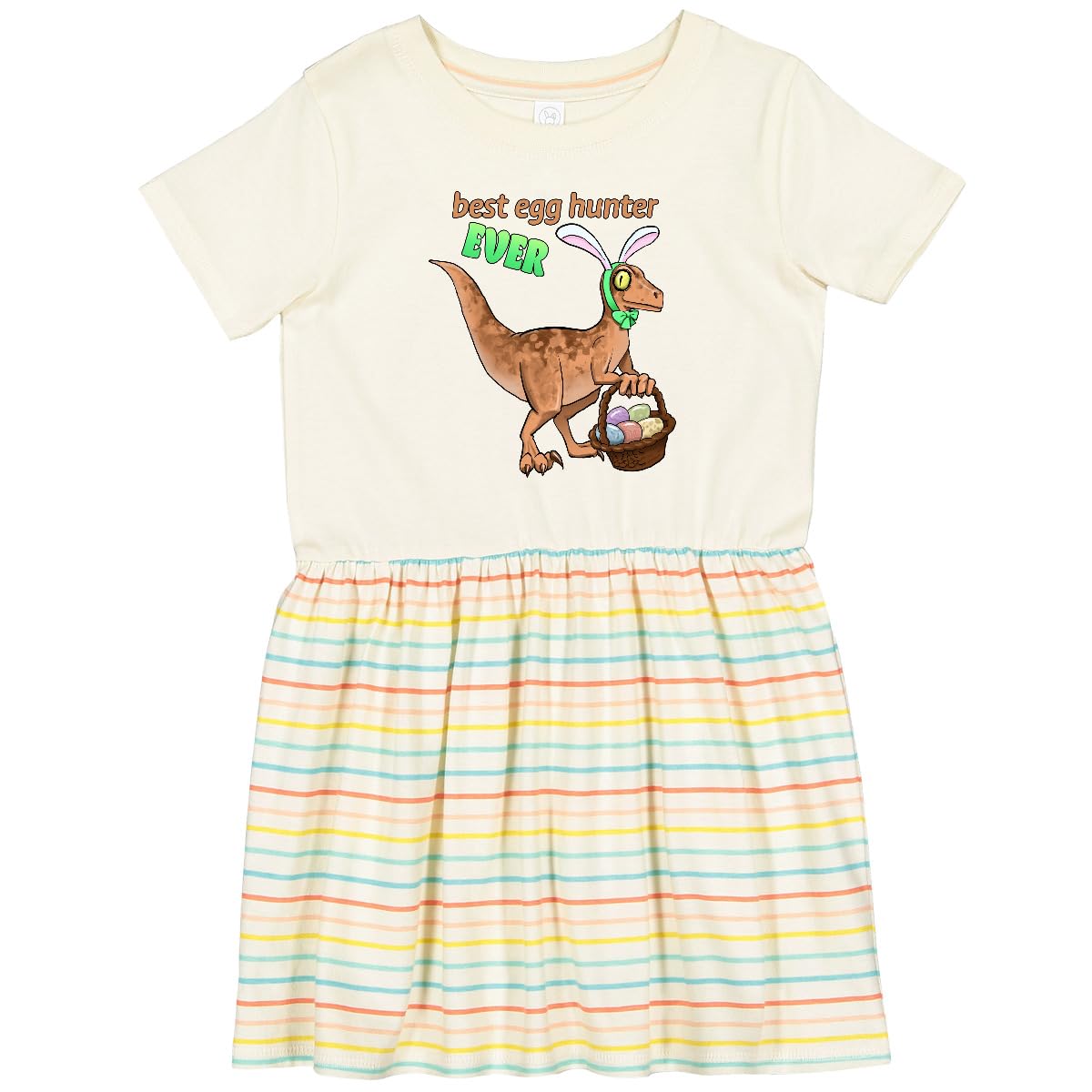 Best Egg Hunter Ever Easter Dinosaur Toddler Dress - Cute Dino Print Kids Outfit for Easter Egg Hunts & Spring Celebrations