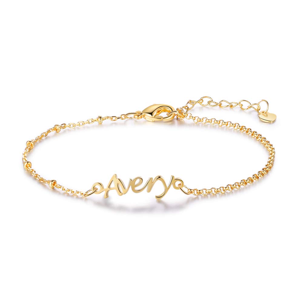 Personalized Initial Anklet Bracelet for Women - 925 Sterling Silver Custom Name Ankle Bracelet with Adjustable Name Plate - Perfect for Beach, Vacation & Everyday Wear - Trendy Gift for Teen Girls & Women (Style 5)