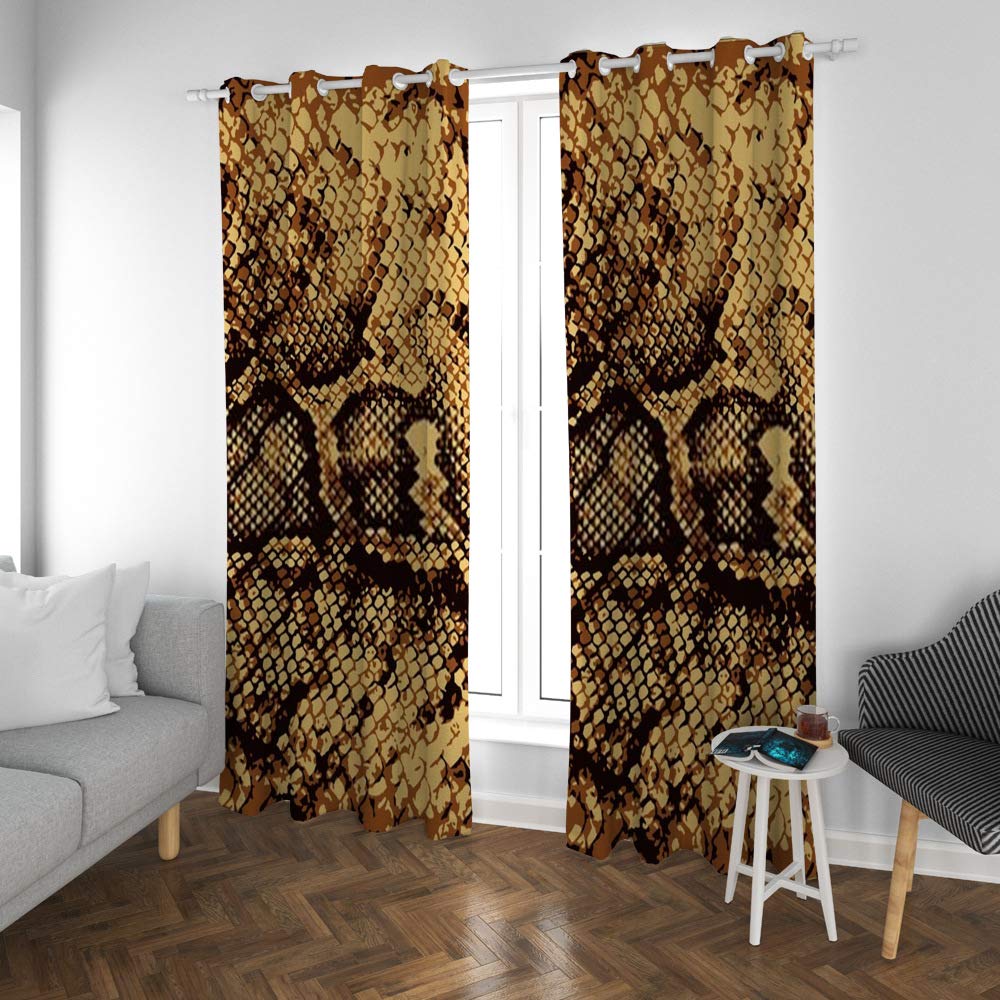 Kuizee Blackout Curtains 84×55 Inch - 2 Panels Set, Snake Skin Pattern Thermal Insulated Room Darkening Drapes for Living Room & Bedroom, Blocks 99% Sunlight & UV Rays - Perfect for Shift Workers, Home Theater, and Nursery Rooms