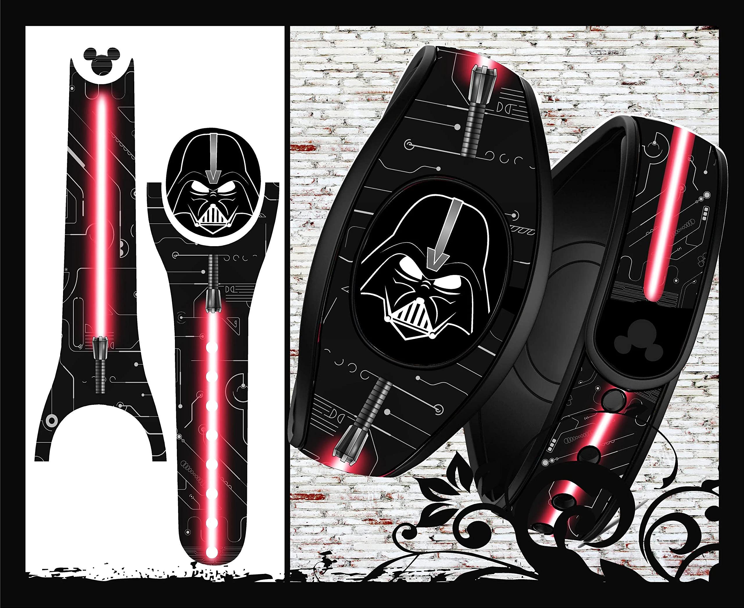 Disney MagicBand 2 Skin Sticker - Red Lightsaber Lord Warrior Wrap Decal | Star Wars Inspired Accessory for Theme Parks & Cosplay