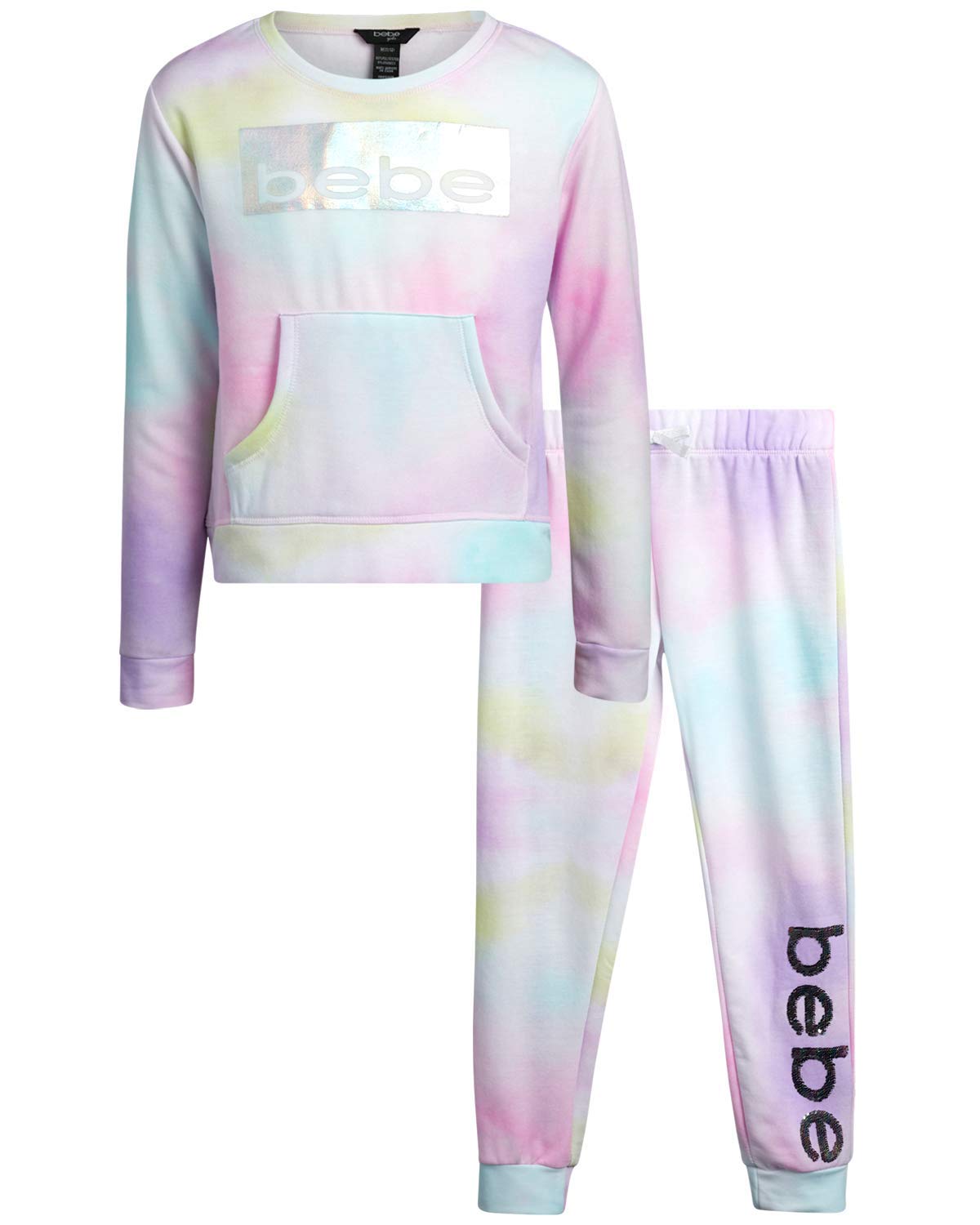 Bebe Girls' 2-Piece Fleece Jogger Set - Soft Pullover Sweatshirt & Comfortable Sweatpants for Toddler to Big Girl | Cozy Winter Outfit for Playdates, School & Family Outings