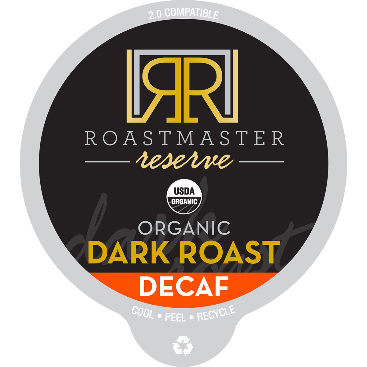 Organic Dark Roast Decaf Coffee Pods - Roastmaster Reserve - 40 Count | Compatible with Keurig 2.0 | Perfect for Home & Office Brewing