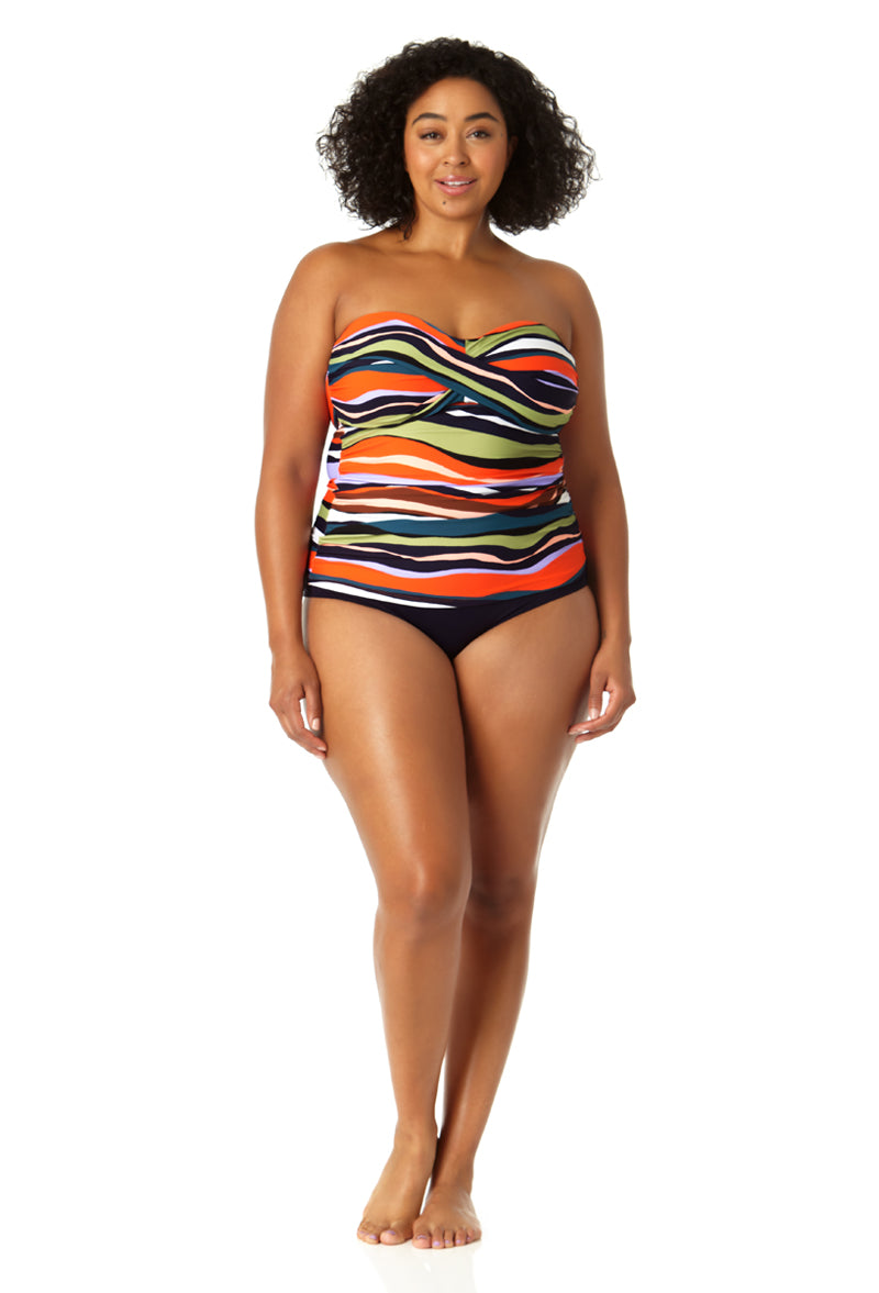 Anne Cole Plus Women's Twist Front Bandeaukini Swim Top - Stylish Swimwear for Beach & Pool - Perfect for Summer Vacations and Water Activities