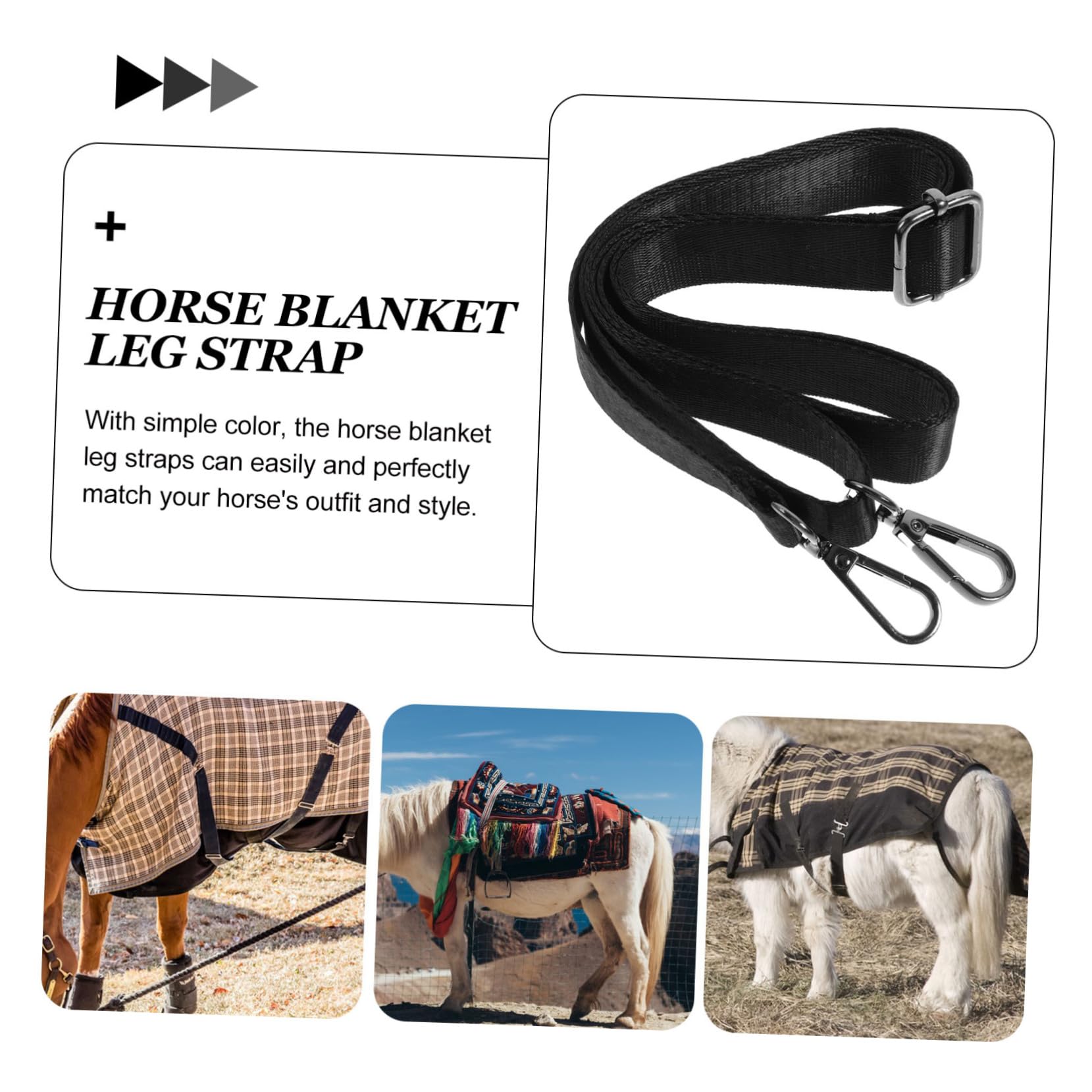 Parliky Elastic Horse Blanket Leg Straps - Set of 4 Durable Nylon Straps with Metal Buckles for Secure Fit | Perfect for Equestrian Training, Riding & Horse Care