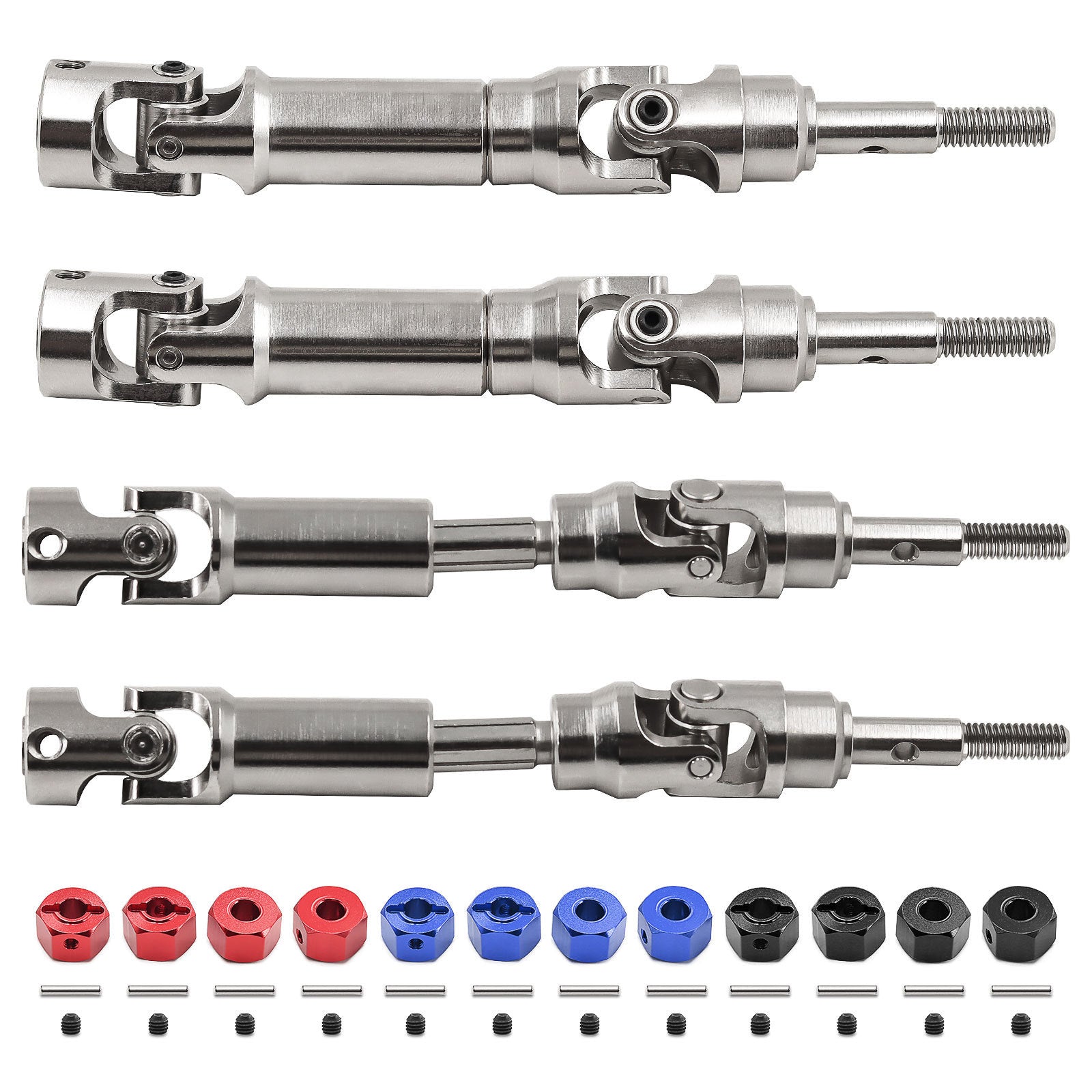 Traxxas Mini Maxx Steel CVD Drive Shafts with Coupler W245 (Front & Rear) - High-Performance RC Car Upgrade Parts for Off-Road Racing and Bashing