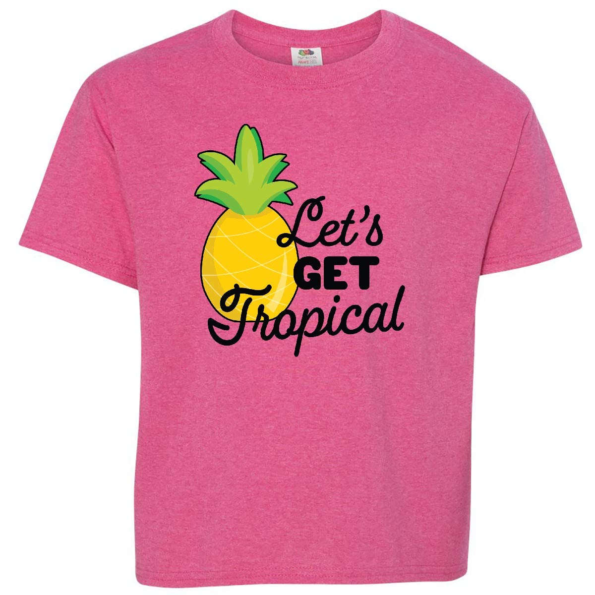 Inktastic Let's Get Tropical Pineapple Graphic Youth T-Shirt - Fun Summer Vacation Outfit for Kids