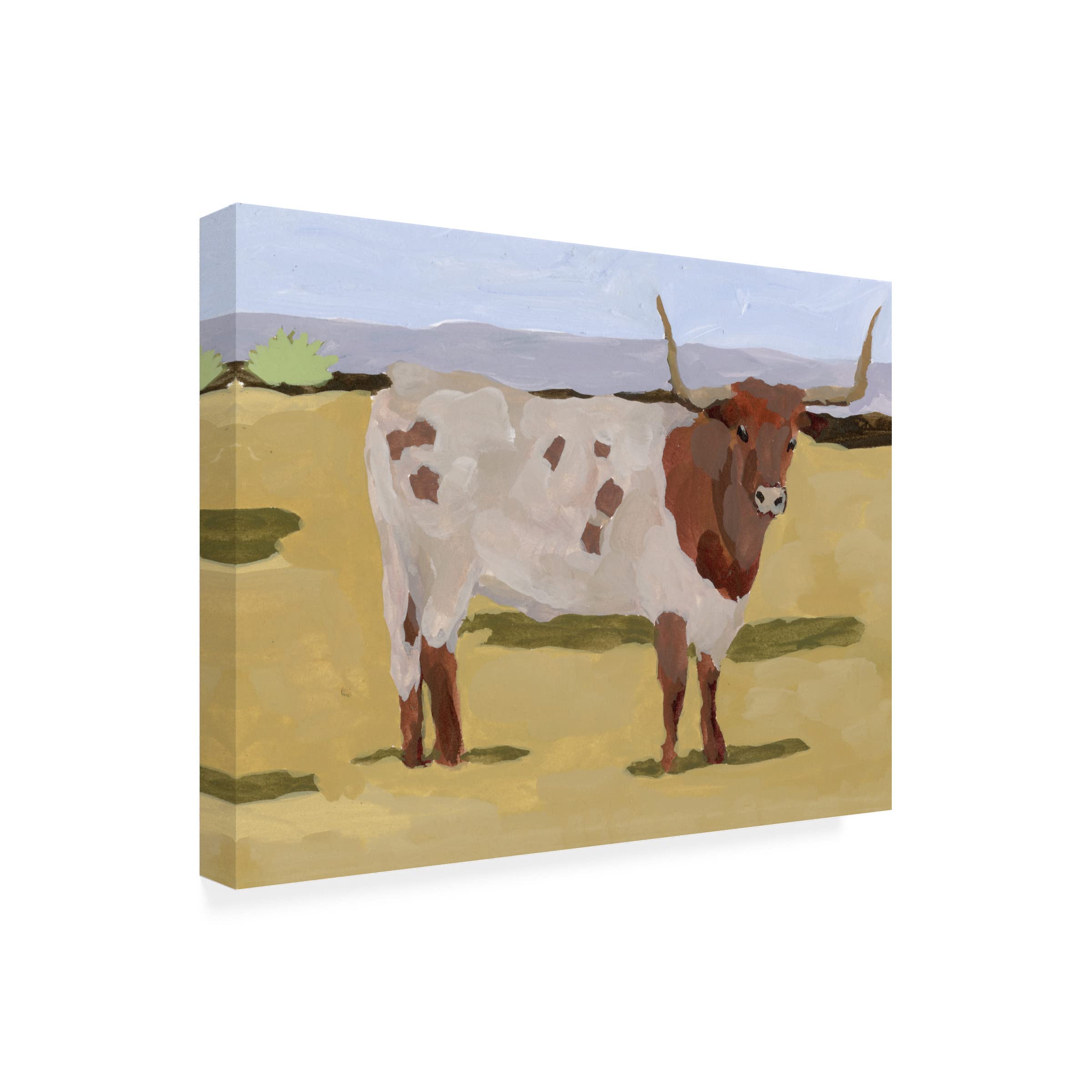 Trademark Fine Art 'Longhorn Cattle II' Canvas Wall Art Print by Melissa Wang - Western Home Decor for Living Room, Office & Ranch Style Interiors