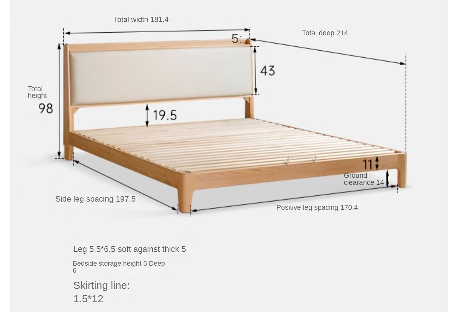 Solid Oak Wood Modern Minimalist Bed Frame - Durable & Stylish for Bedroom, Guest Room, or Studio Apartment