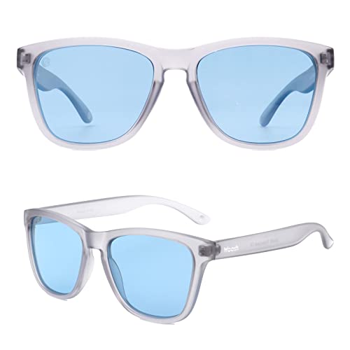 Blue Mirror Lens- Translucent Gray Matte Frame (Bocas Crest)