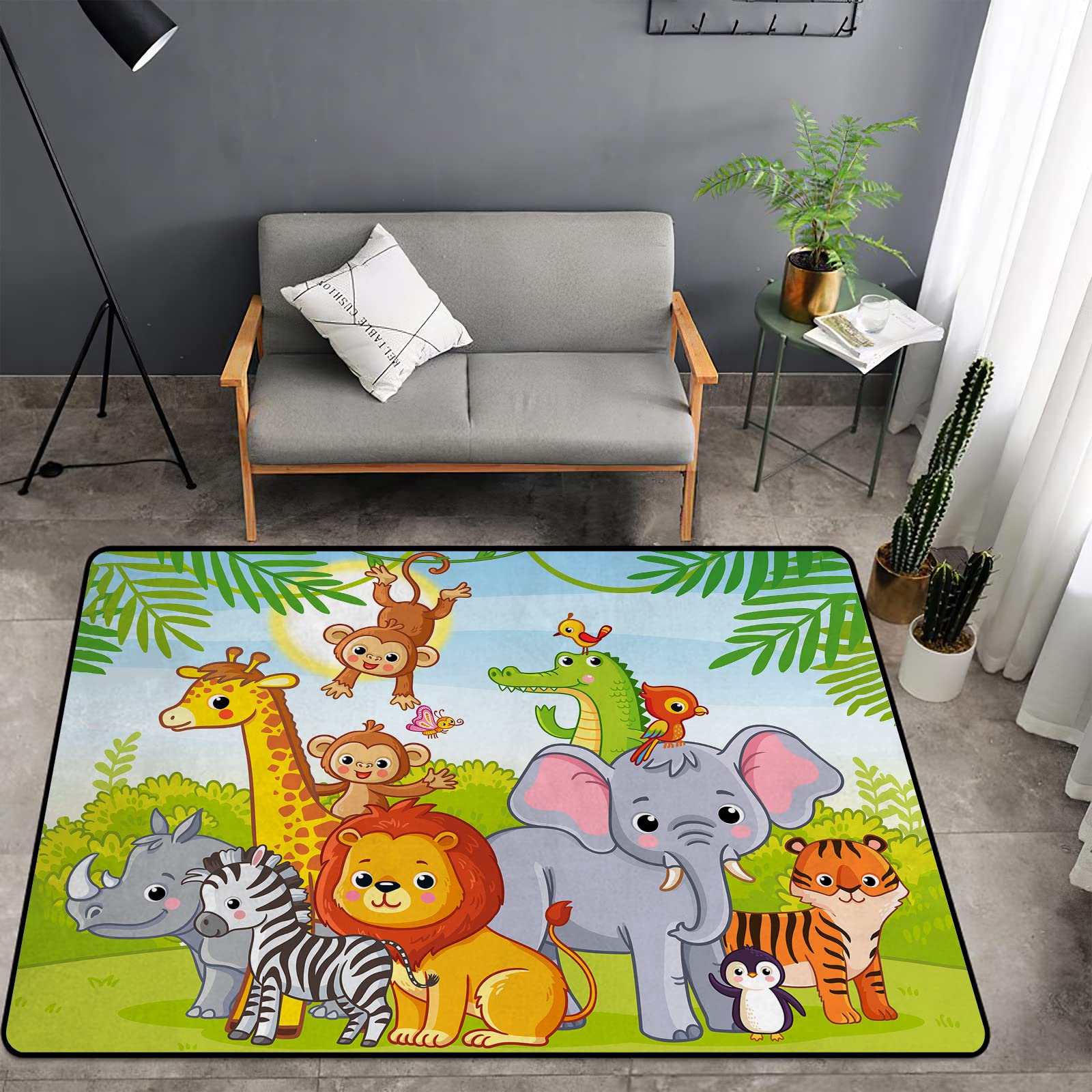 Washable Non-Slip Sponge Rug Mat - Super Soft Extra Thick Cartoon Animal Carpet for Kids Bedroom, Living Room, Bathroom & Dorm | Cute Bear Design Indoor Floor Rug for Playroom, Nursery & Home Decor