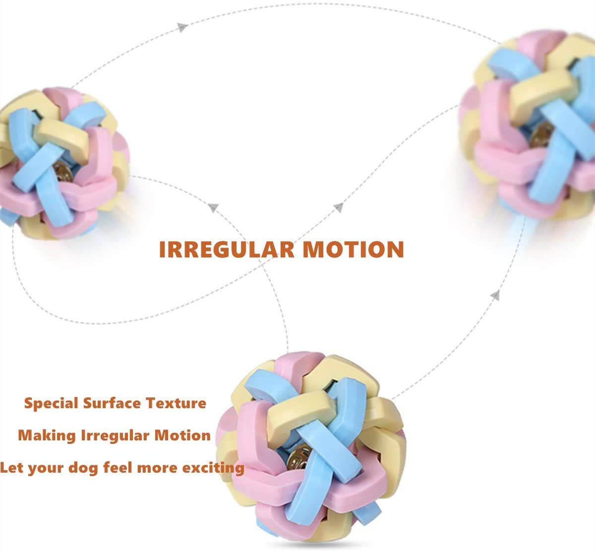 Durable Cat & Dog Interactive Toy Ball with Bell - Chew-Proof Rubber Ball for Teeth Cleaning - Fun Pet Toy for Small & Medium Dogs - Perfect for Playtime & Dental Health