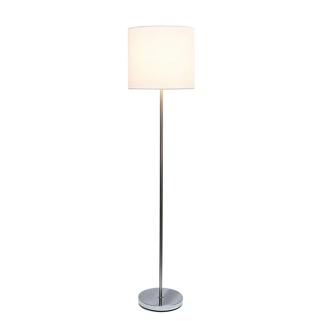 Modern Metal Floor Lamp with Brushed Nickel Drum Shade - Creative Simple Design Standing Lamp for Bedroom, Living Room & Office - Perfect for Reading, Working and Ambient Lighting
