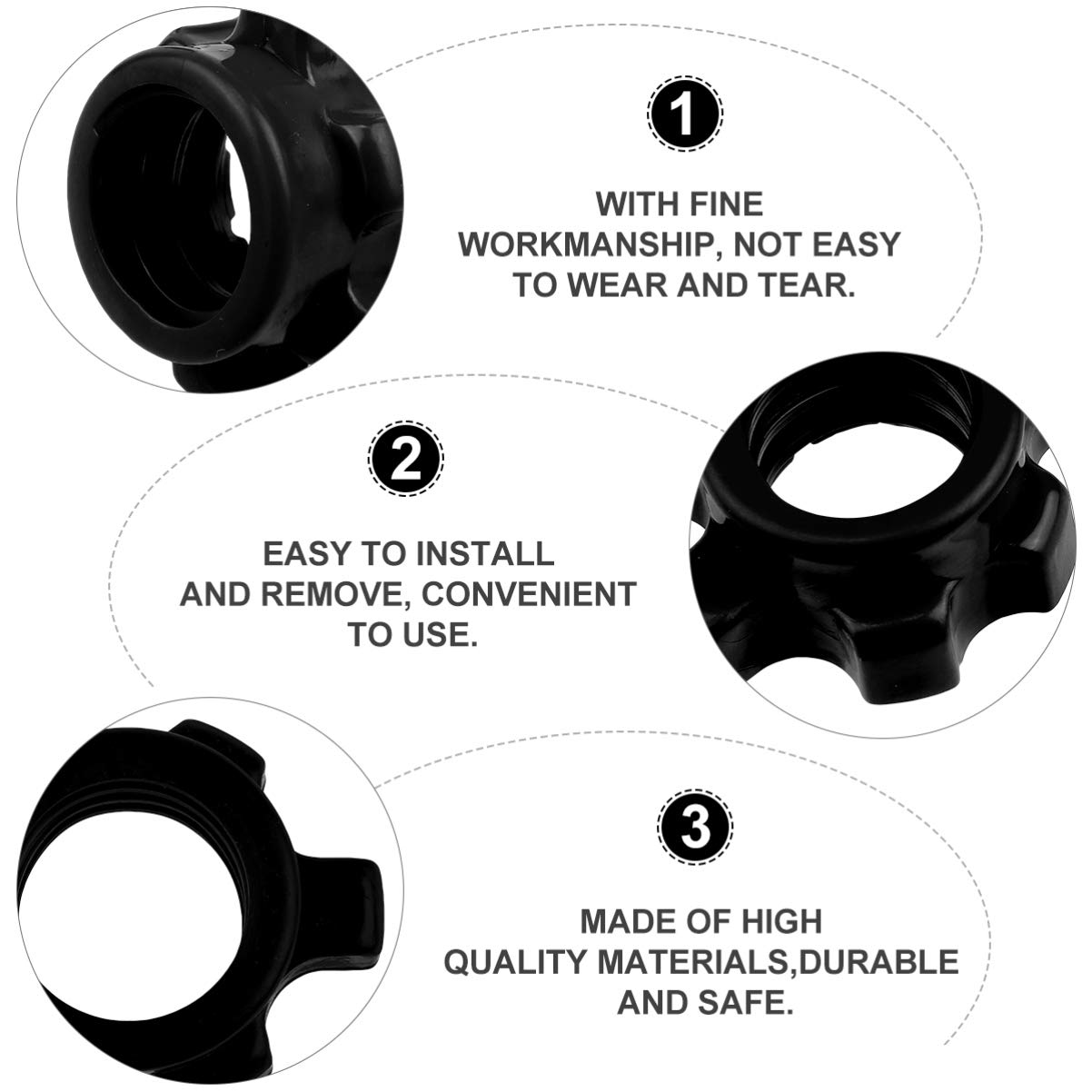 VICASKY 4-Pack Spin-Lock Barbell Collars - Heavy Duty Plastic Anti-Slip Hex Nut Clamps for Weight Lifting, Dumbbells & Fitness Training - Gym Equipment Accessories for Home & Commercial Workouts