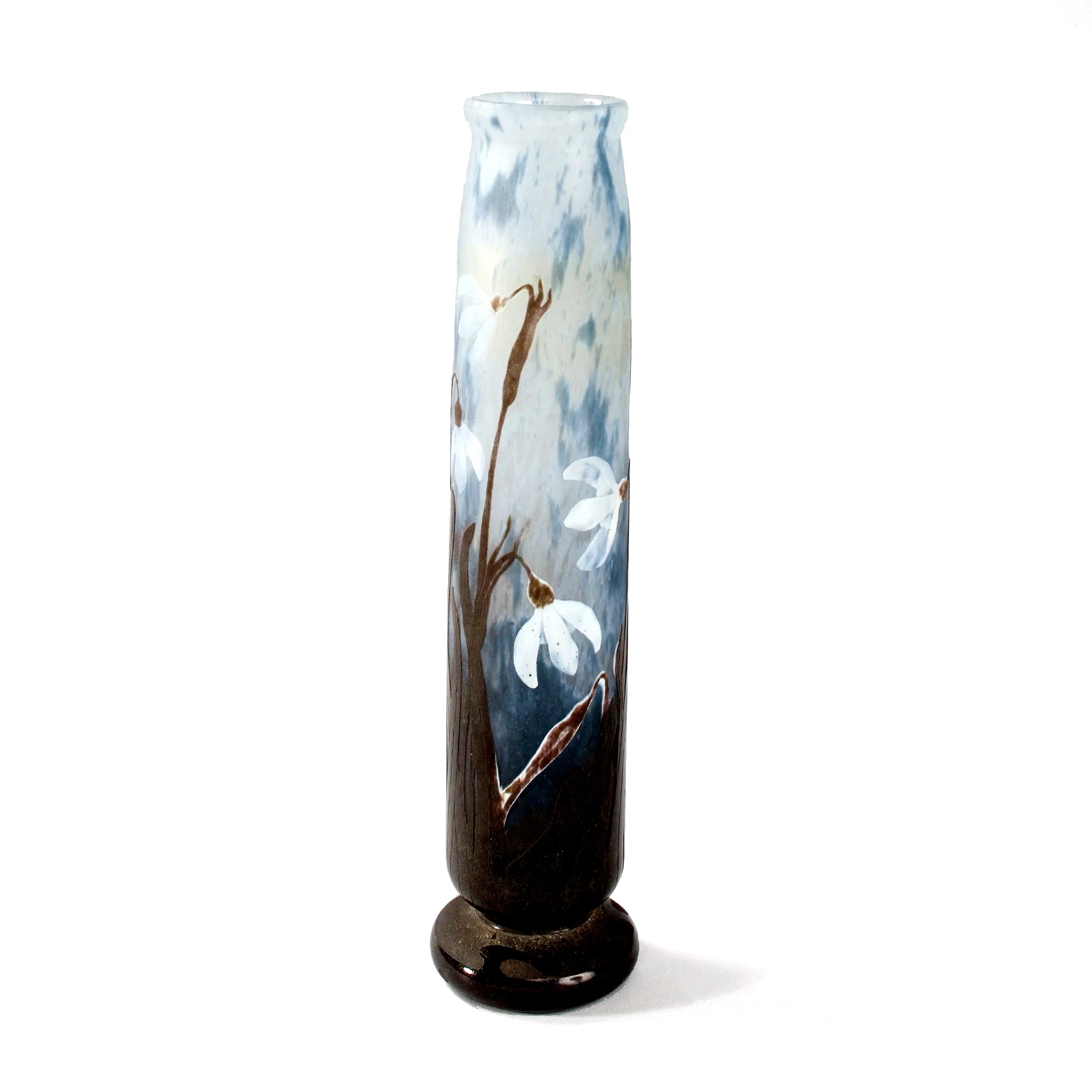 Daum Nancy Snow Drop Cameo Glass Vase - Antique French Art Nouveau Floral Vase for Home Decor, Wedding Centerpiece & Luxury Gift
