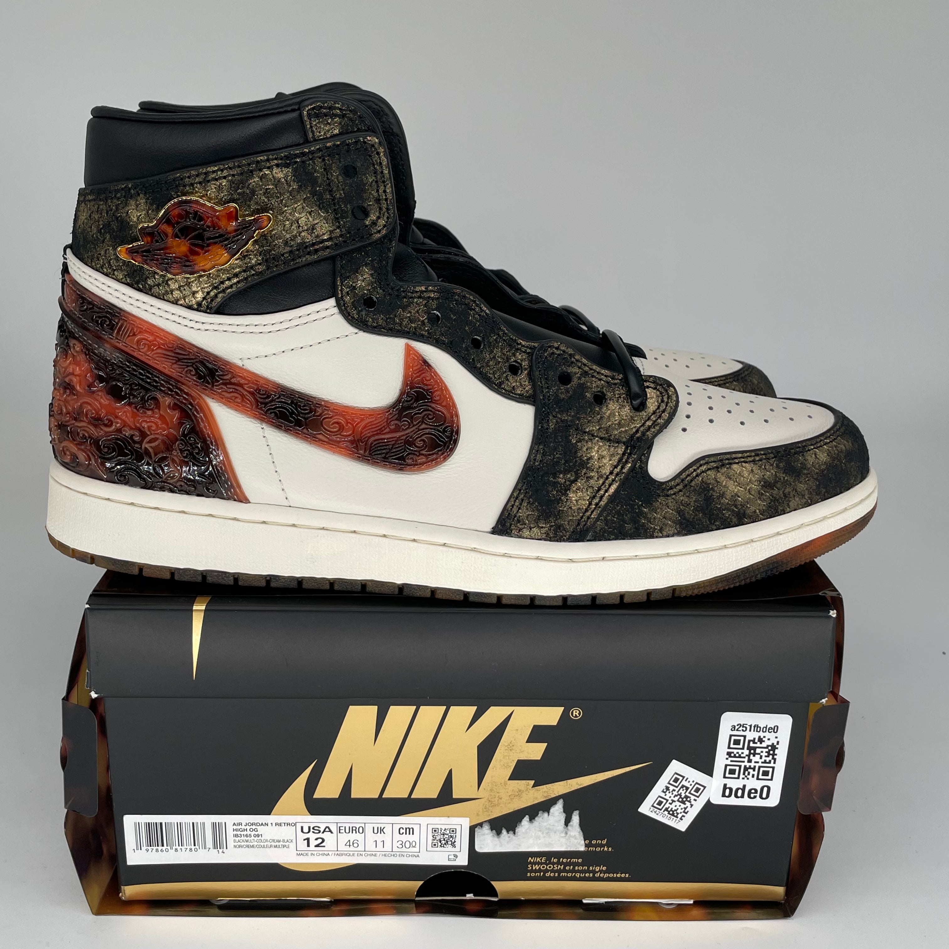 AIR JORDAN 1 XUANWU Year of the Snake Sneakers - Men's Size 12 (IB3165-091) | Limited Edition Basketball Shoes for Collectors & Streetwear Fashion