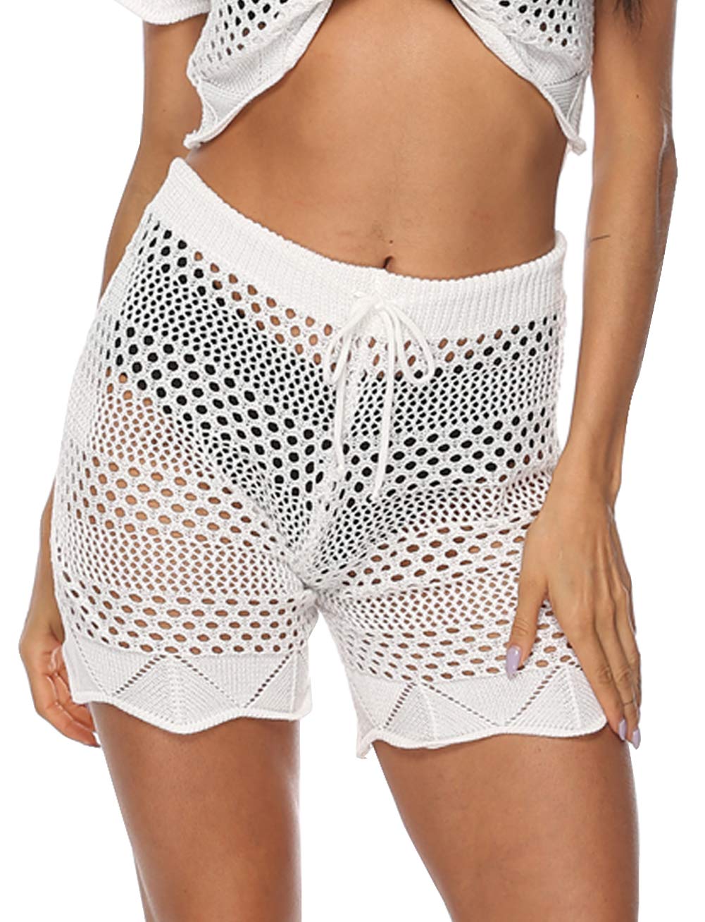 Kistore Women's Crochet Net Hollow Out Beach Pants - Sexy Swimsuit Cover Up Pants for Summer Vacation, Pool Party & Boho Fashion