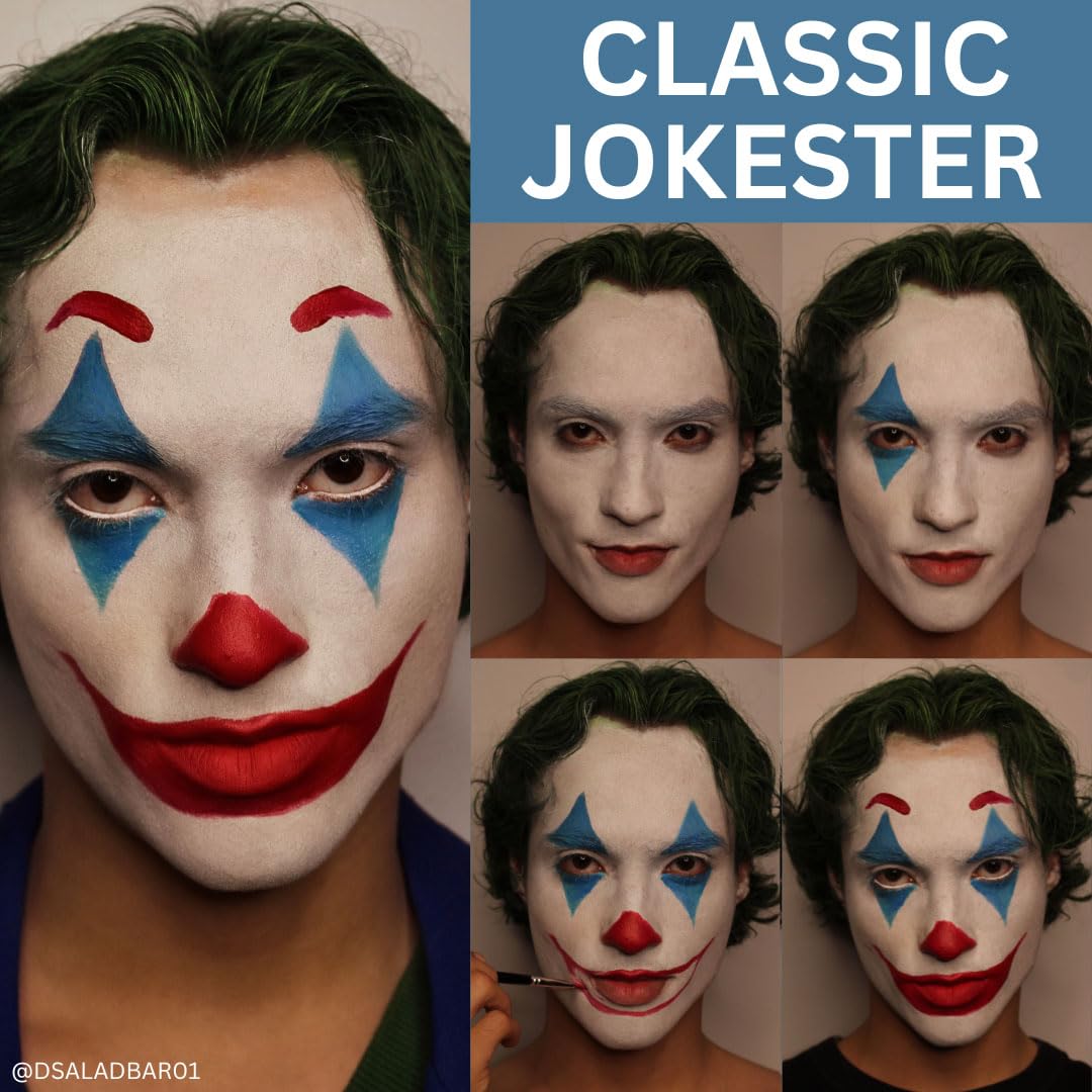 Mehron Premium Halloween & Cosplay Makeup Kit - Jokester Character Set | USA-Made Complete Makeup Kit with All Tools & Step-by-Step Guide | Perfect for Costume Parties, Theater Performances & Comic Conventions