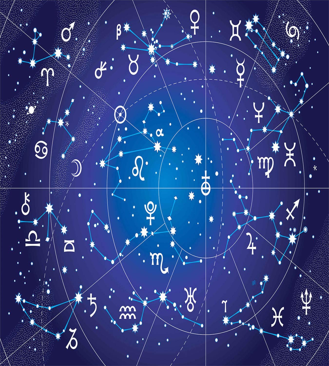 Ambesonne Astrology Duvet Cover Set - Zodiac Constellations & Planets Celestial Pattern, 3-Piece Bedding Set with 2 Pillow Shams, California King Size, Dark Blue - Perfect for Astronomy Lovers' Bedroom Decor & Gift Ideas