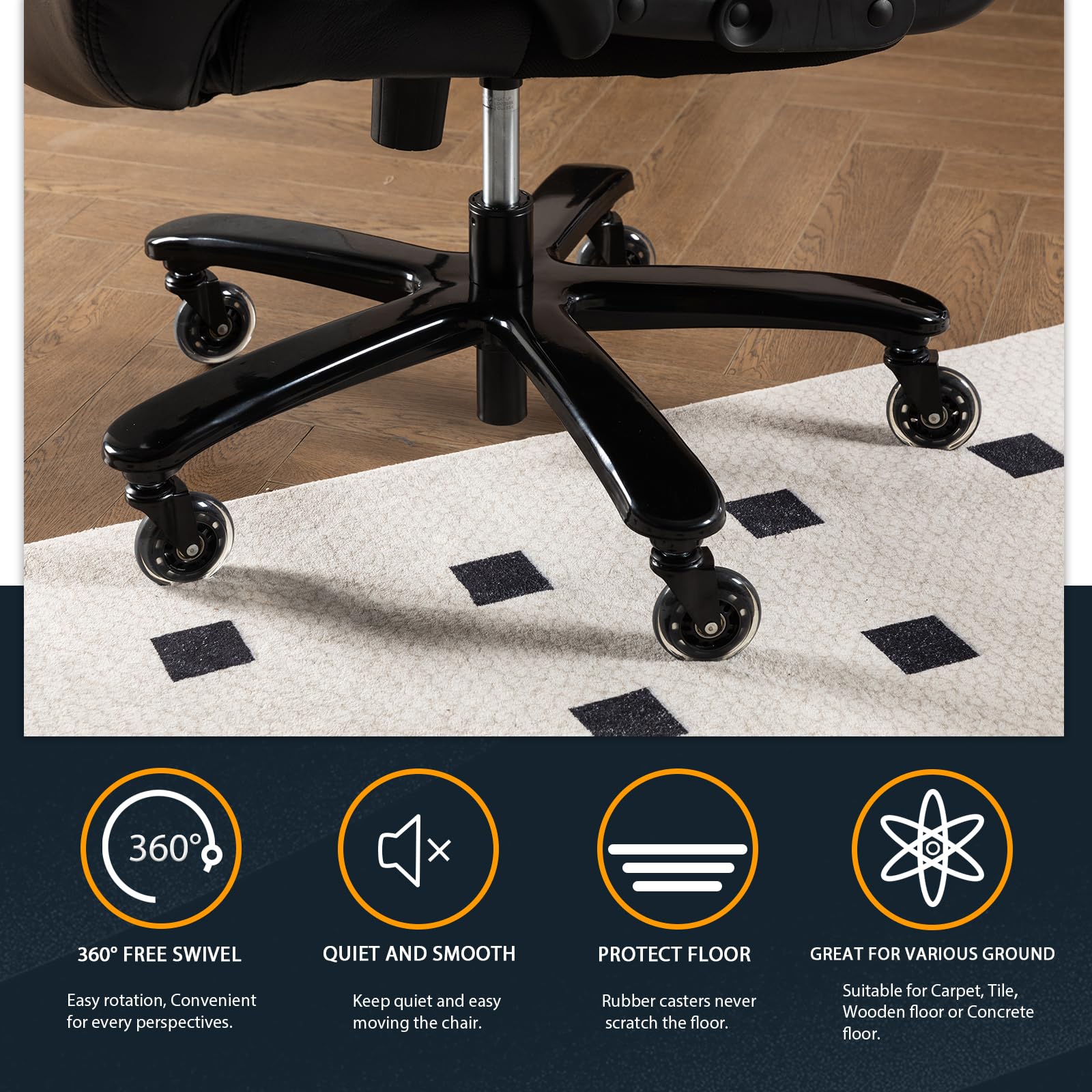 Big and Tall Office Chair for Heavy People Up to 500LBS - High Back Extra Wide Heavy Duty Executive Chair with Adjustable Lumbar Support - Ergonomic Computer Desk Chair for Home Office - Perfect for Large Men, Plus Size Users & Long Work Sessions (Black)