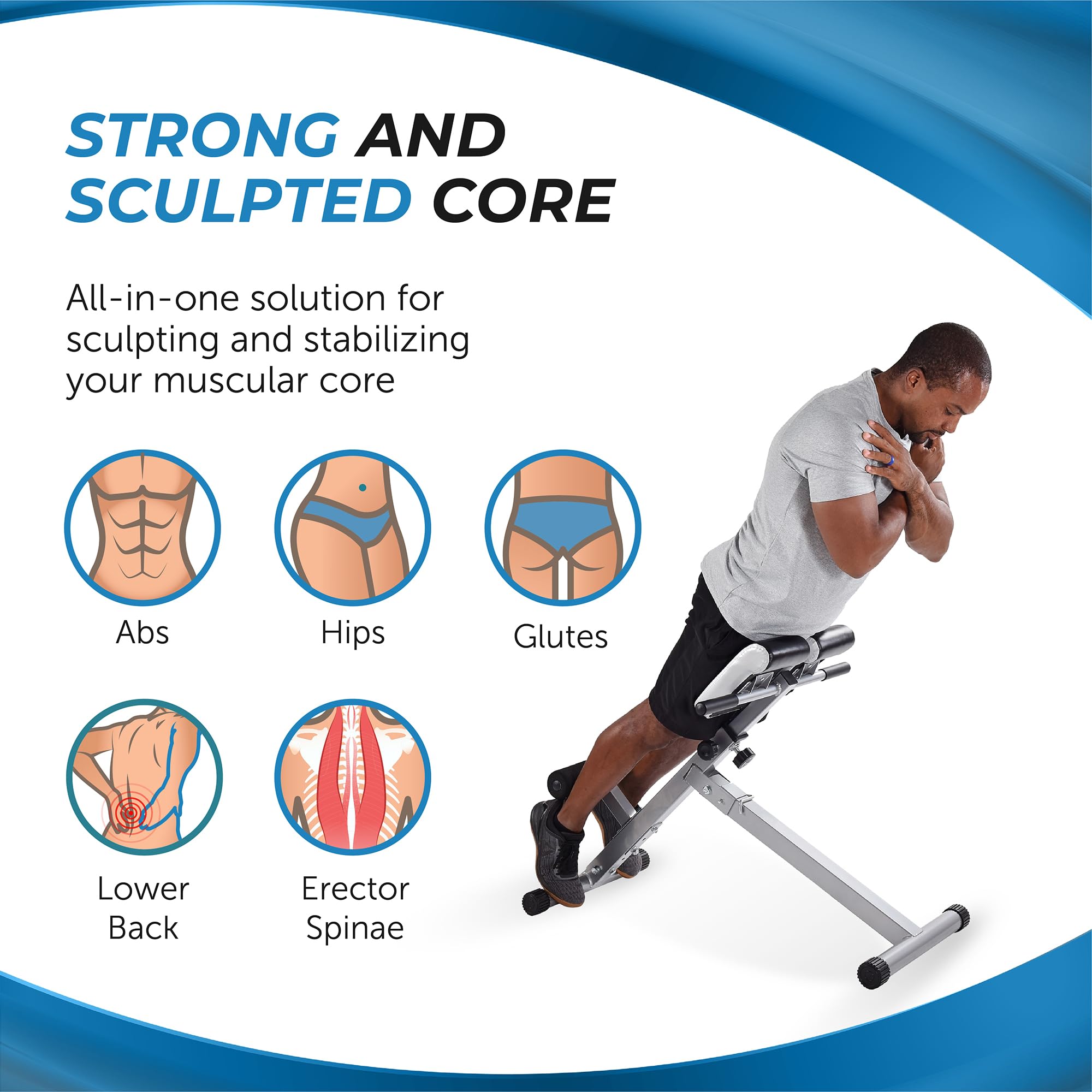 Stamina Hyperextension Bench 2014 - Adjustable Foldable Roman Chair for Home Gym, Core & Back Workouts - 250 lbs Weight Capacity - Perfect for Strength Training, Rehabilitation & Fitness Enthusiasts