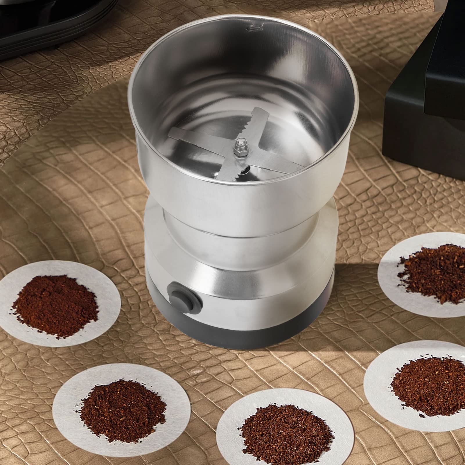 Premium Electric Coffee & Spice Grinder with Stainless Steel Blades - High Speed 110V US Plug - Compact Design with Clear Safety Cover - Perfect for Home Kitchen, Coffee Shops & Baking Enthusiasts