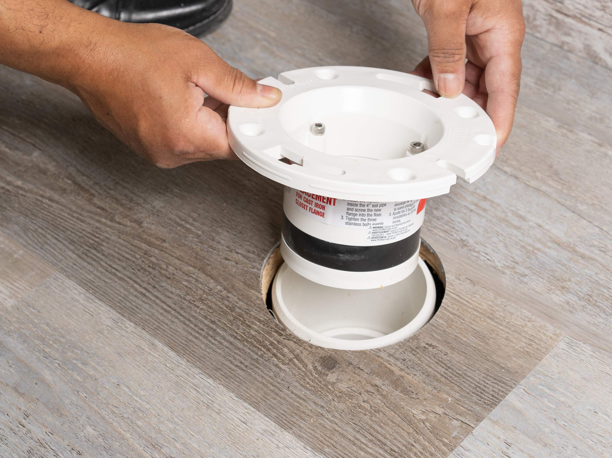 Oatey 4 Inch PVC Closet Flange Replacement - Durable Toilet Drain Repair Kit for Bathroom Plumbing Renovations
