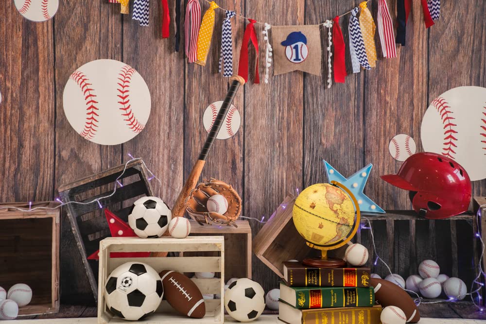 8x8ft Happy Birthday Backdrop - Brown Wood Wall Photography Background for Baseball Theme Parties, Kids Photo Studio Props & Home Decor | Perfect for Birthday Photoshoots, Baby Showers & Family Events