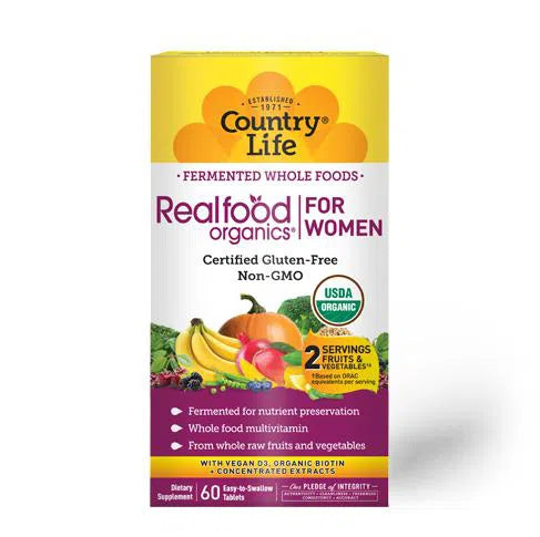Country Life Realfood Organics Multivitamin for Women - Premium Organic Supplement for Energy, Immunity & Wellness - Perfect for Active Lifestyles & Daily Health Support