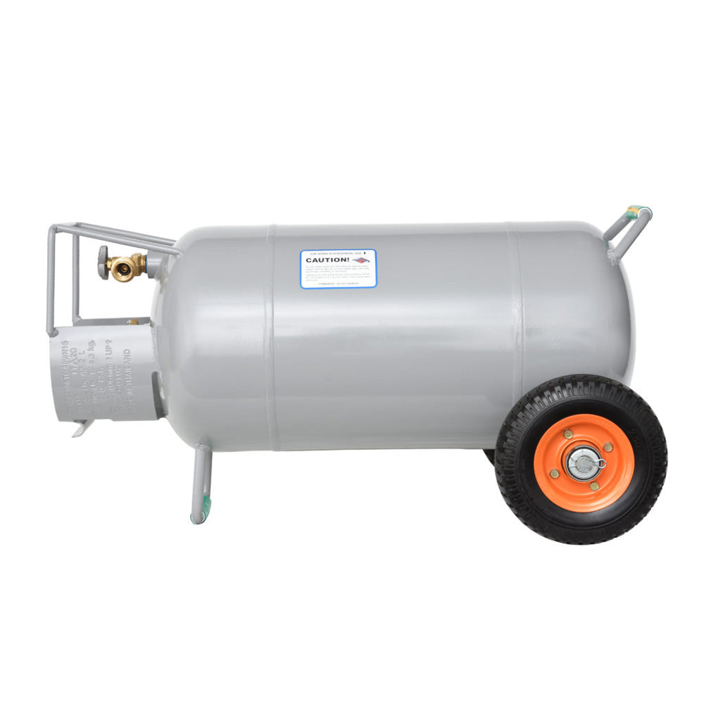 Flame King YSN40HOG 40 LB Horizontal & Vertical Propane Tank with OPD Valve & Wheels - Perfect for Grilling, RV Travel, and Outdoor Camping
