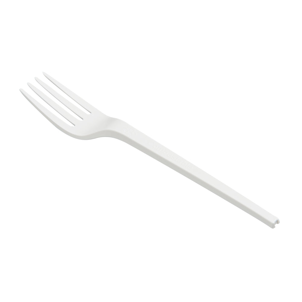 Eco-Friendly Compostable White CPLA Plastic Forks - 50 Count, Heat Resistant, Biodegradable Cutlery for Parties, Picnics & Catering Events