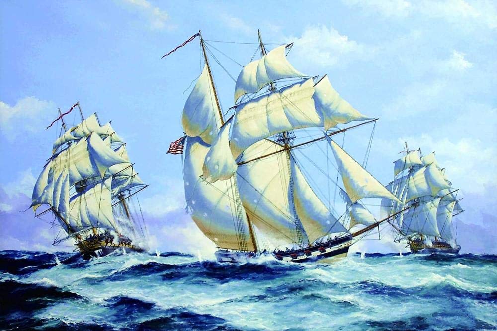 4000-Piece Wooden Jigsaw Puzzle for Adults & Kids - Three Sailboats in Wind and Waves - DIY Educational Toy (14.8×105cm) - Perfect for Family Bonding, Stress Relief & Home Decor