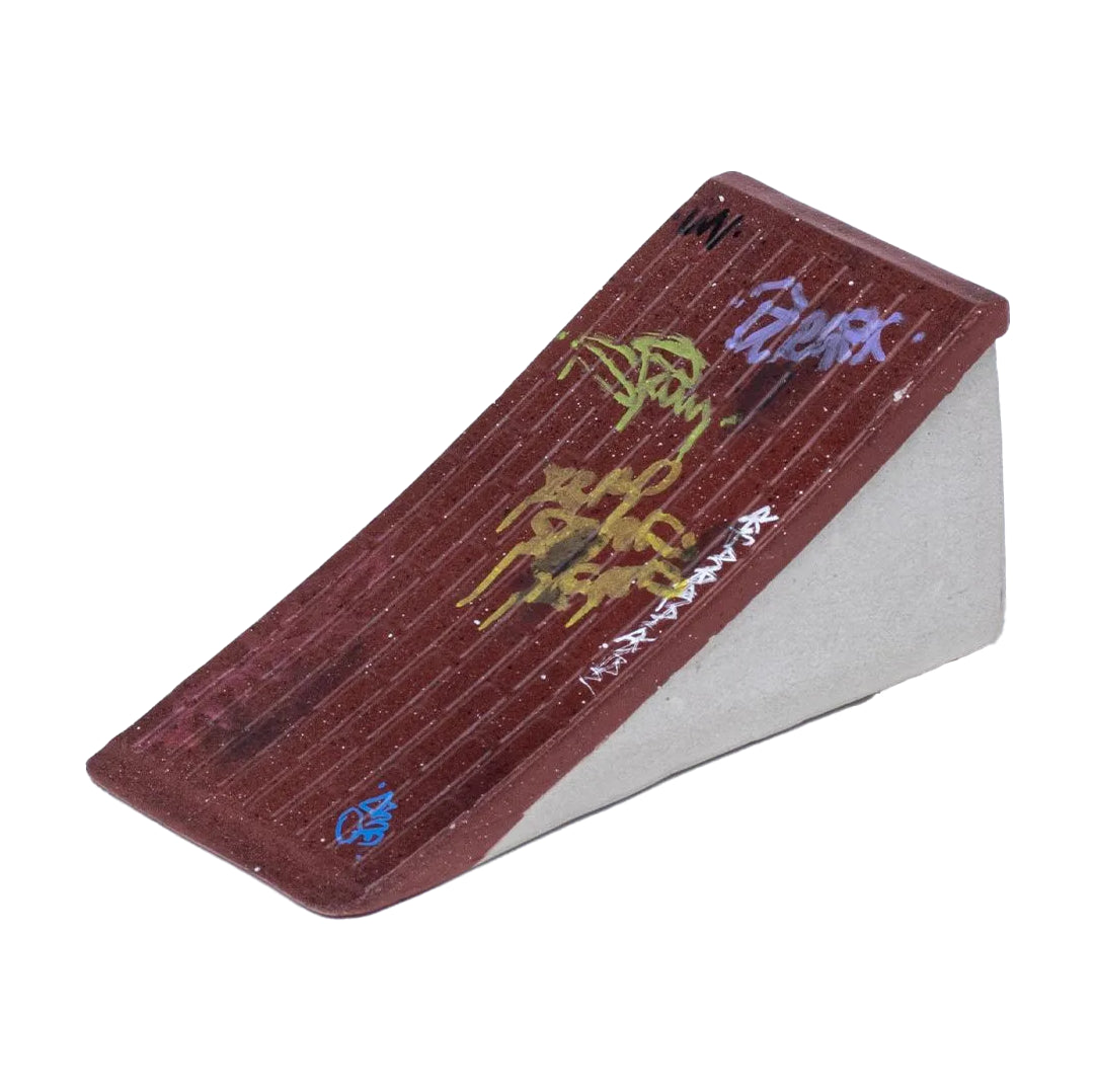 WhytMyk Concrete Fingerboard Ramp with Brick Kicker - Graffiti Design for Skateboard Tricks | Perfect for Finger Skateboarding Practice and Indoor Skate Park Setup