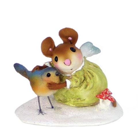 Wee Forest Folk Miniature Mouse Figurine SA-3 Vintage Snowdrops - Loving Angel Collectible | Handcrafted Resin Animal Decor for Home, Shelf & Gift Giving
