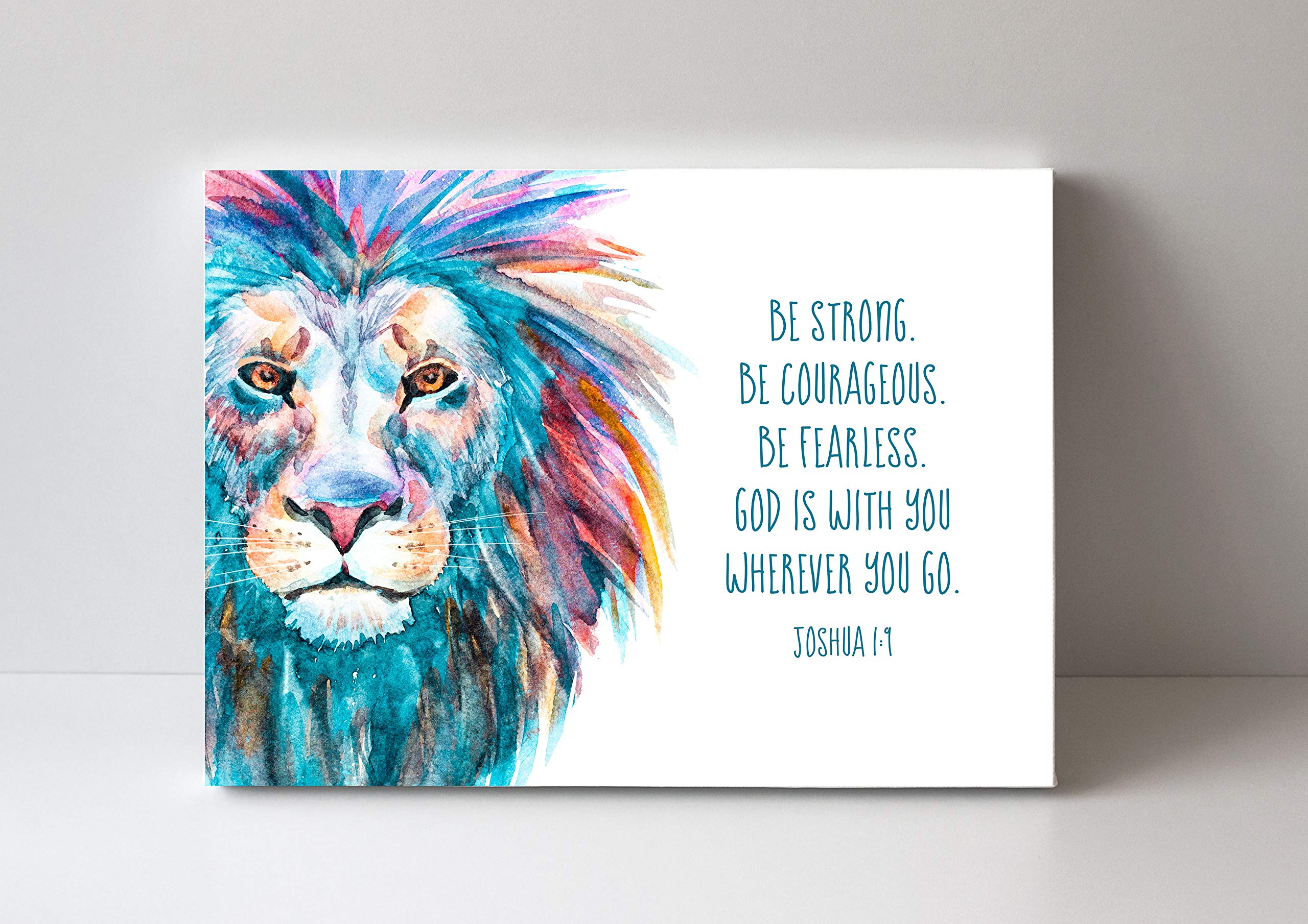 Joshua 1:9 Lion Canvas Print - Bible Verse Wall Art for Faith Gifts & Home Decor