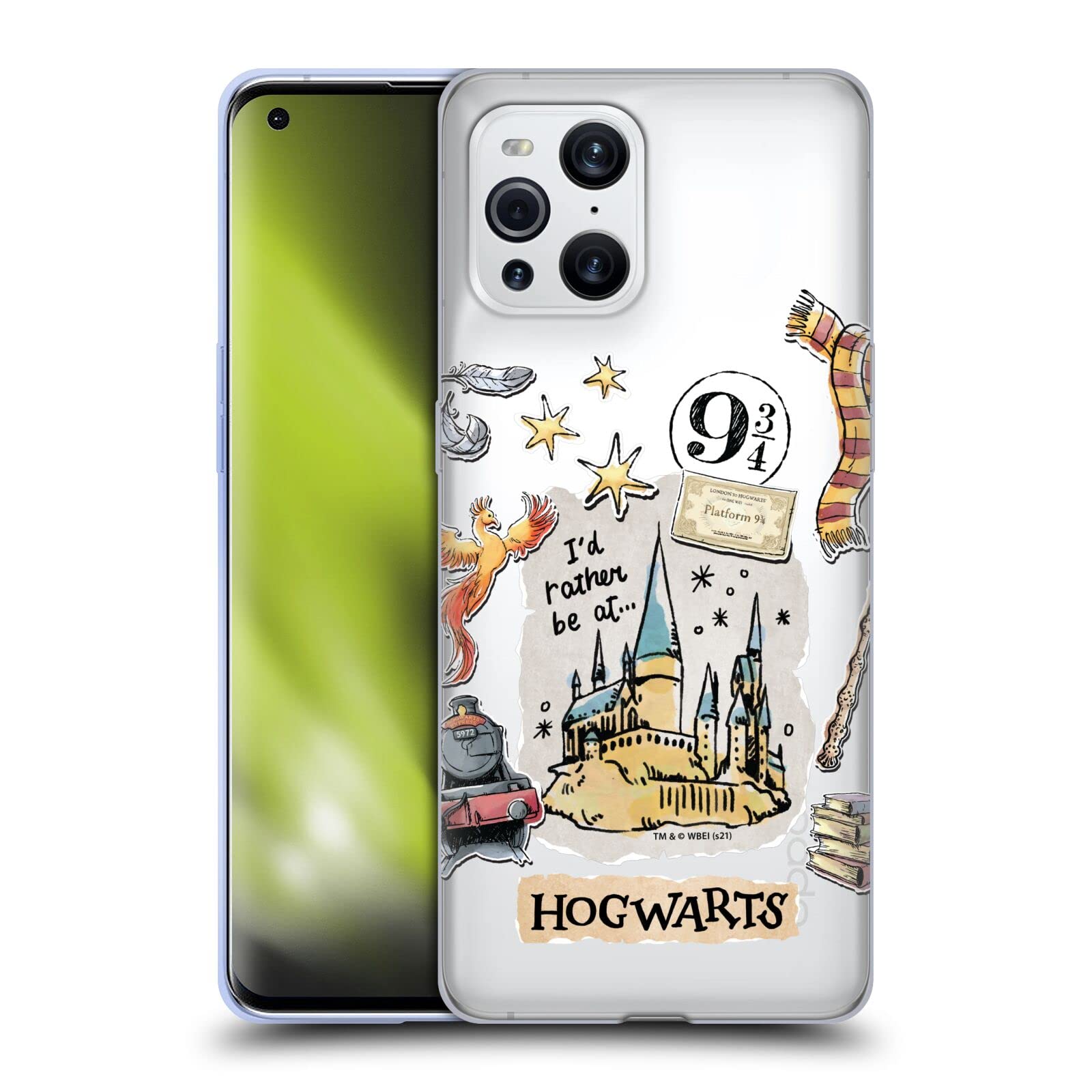 Official Harry Potter Hogwarts Scrapbook Soft Gel Phone Case for Oppo Find X3/Pro - Collectible Memorabilia for Fans & Wizards - Perfect for School, Travel, and Magic Themed Events