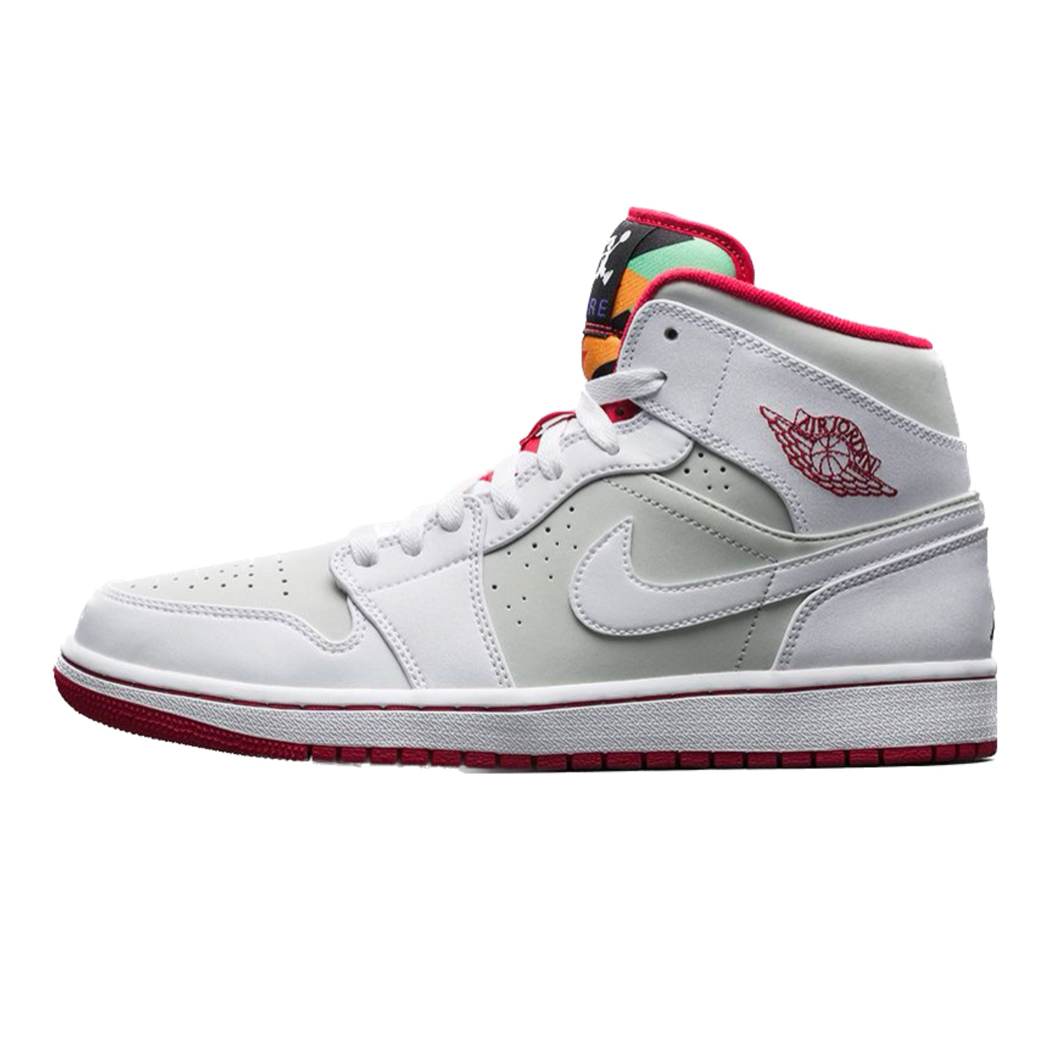 Air Jordan 1 Mid Retro Hare White True Red Light Silver Black Sneakers for Men - Basketball Shoes & Streetwear Fashion - Perfect for Casual Wear, Sports and Sneaker Collectors