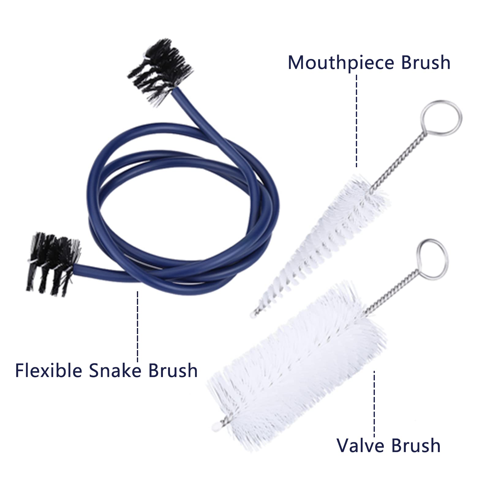 Watris Veiyi Trumpet Cleaning Kit - Professional Trumpet Maintenance Care Set with Mouthpiece Brush, Valve Brush & Flexible Snake Brush - Perfect for Daily Cleaning, Band Practice & Instrument Care