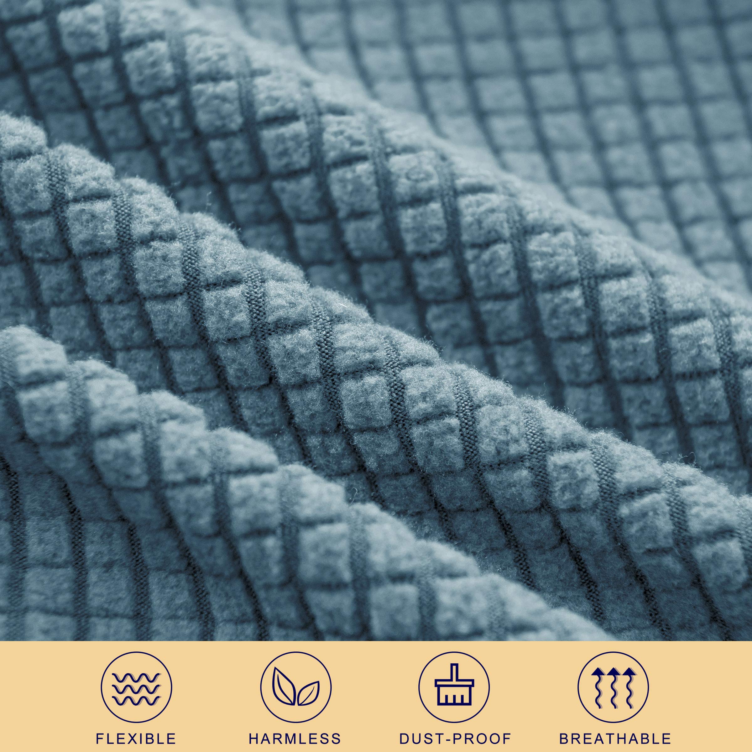Jacquard Stretch Spandex Chair Seat Covers - Washable & Removable Dining Room Chair Protectors (2-Pack, Smoky Blue) | Dustproof Slipcovers for Home, Office & Restaurant Use