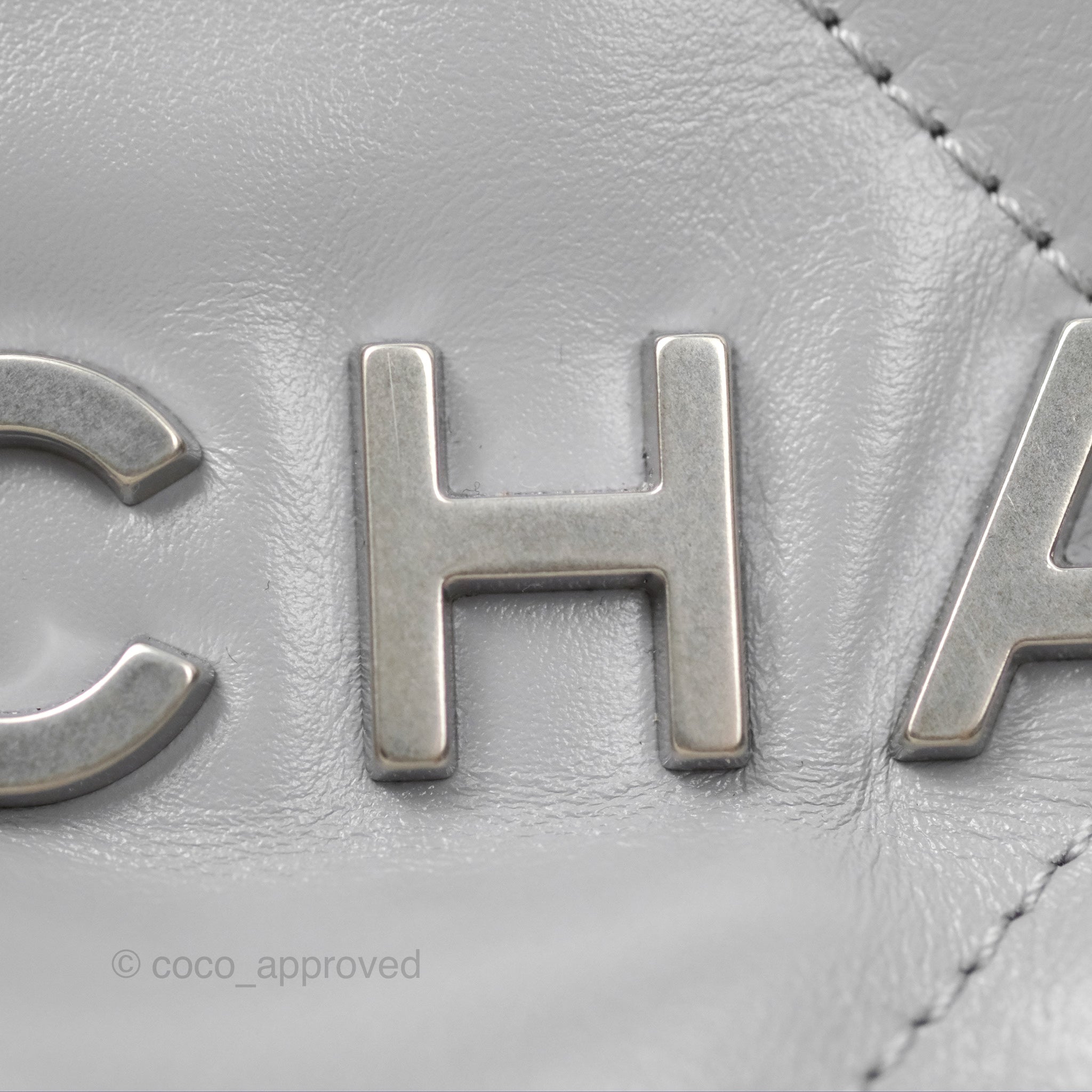 Chanel 22 Mini Bag Light Grey Shiny Crumpled Calfskin with Matte Silver Hardware - Luxury Crossbody Purse for Women, Perfect for Date Night & Evening Events