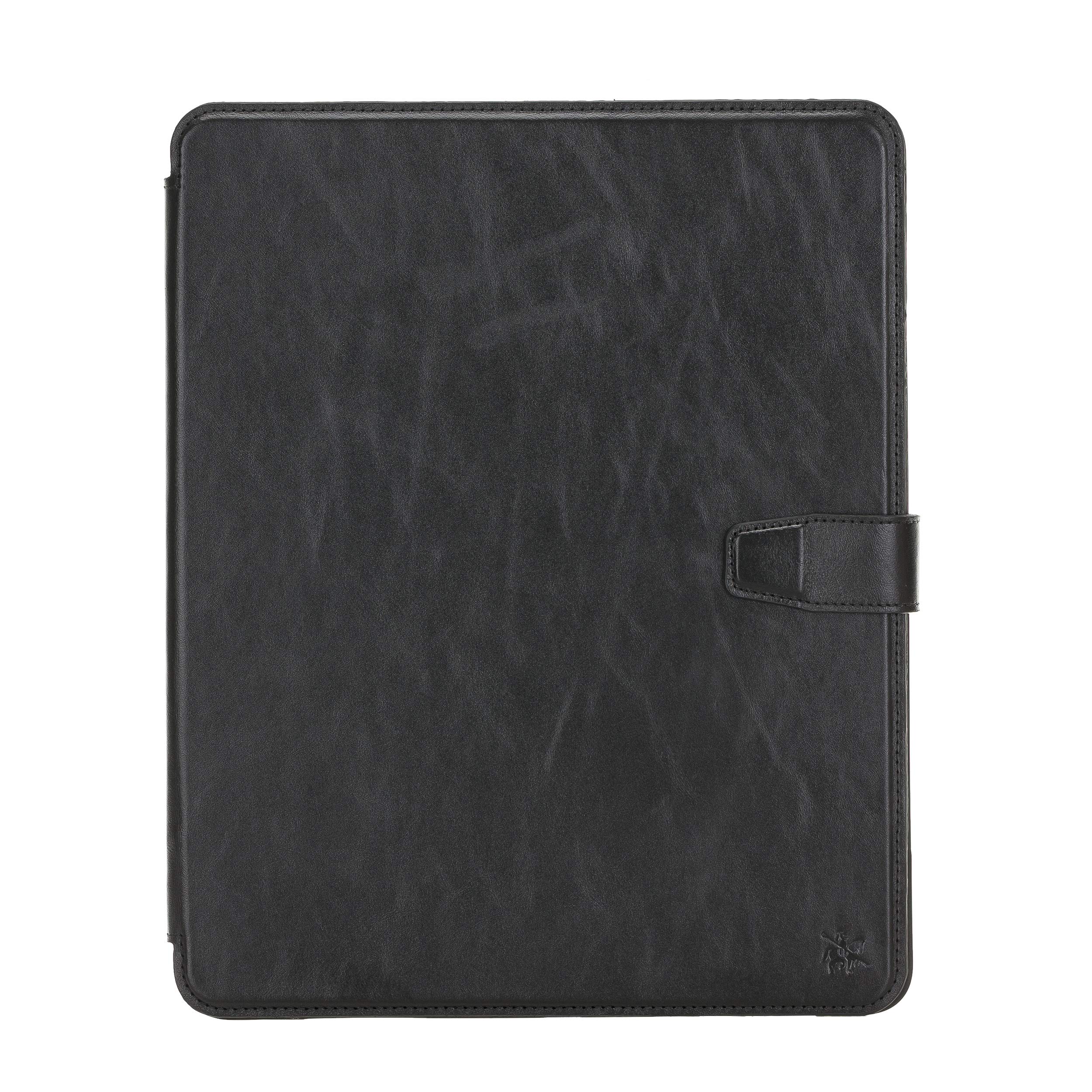 Premium Handmade Leather Folio Case for iPad Pro 12.9 (5th & 4th Gen) - Magic Tablet Wallet with Stand | Rustic Black | Perfect for Work, Travel & Home Office Use