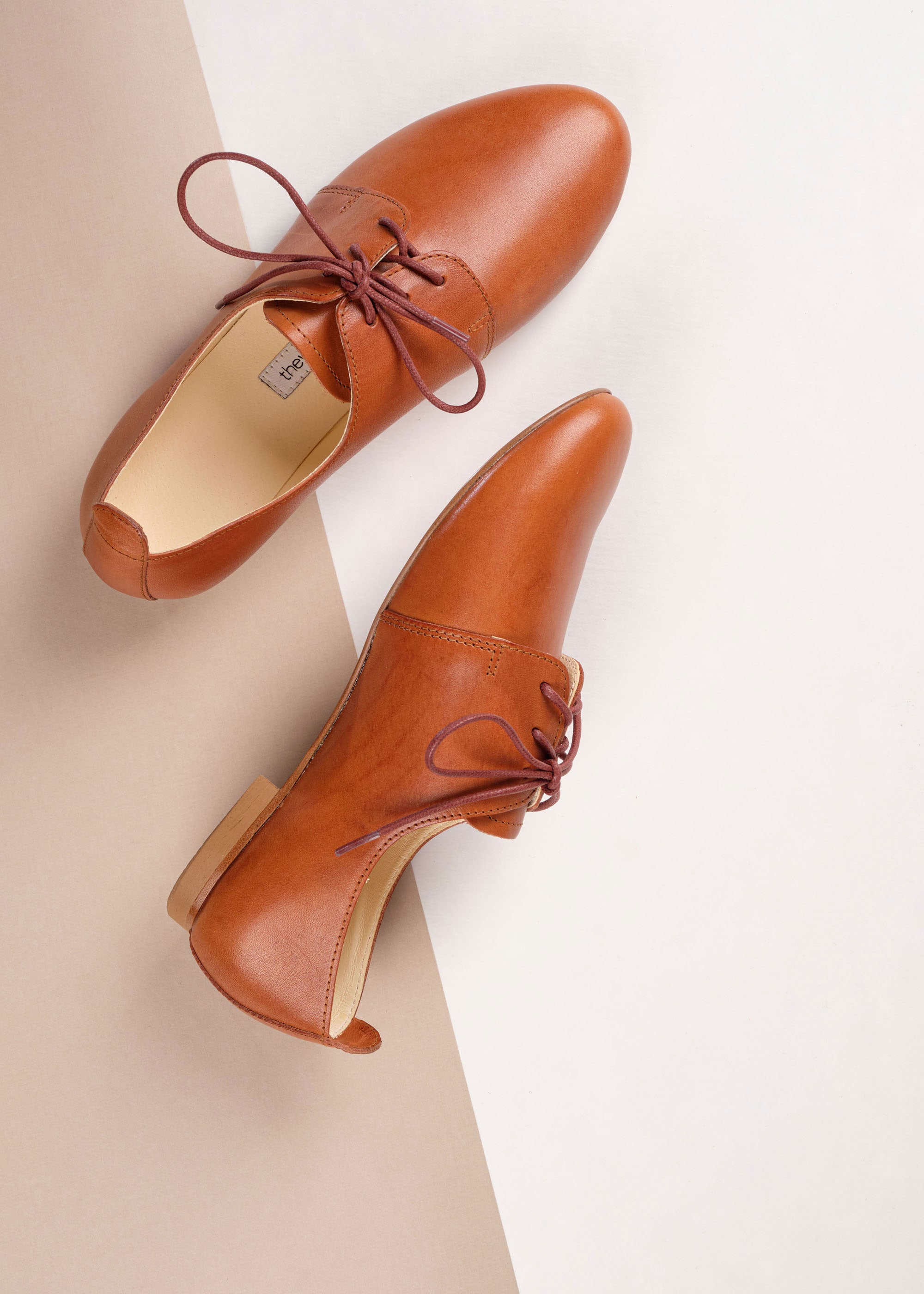 AMIRA Women's Cognac Brown Oxford Shoes - Classic Comfort for Work, Office & Casual Wear