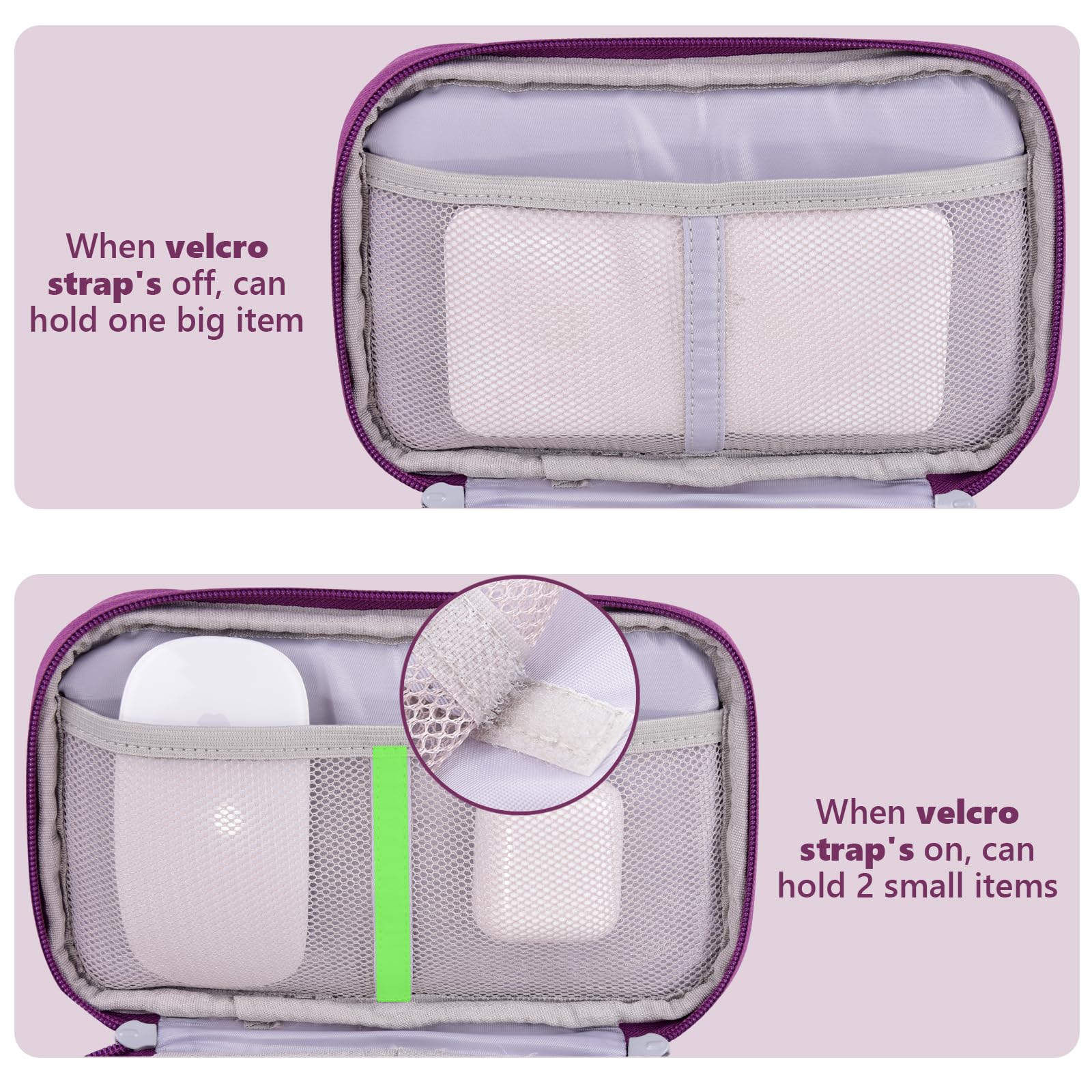 Electronics Organizer Travel Case - Medium Purple Tech Accessories Pouch for Cables, Chargers & Cords | Perfect for Carry-On Essentials & Business Travel Organization