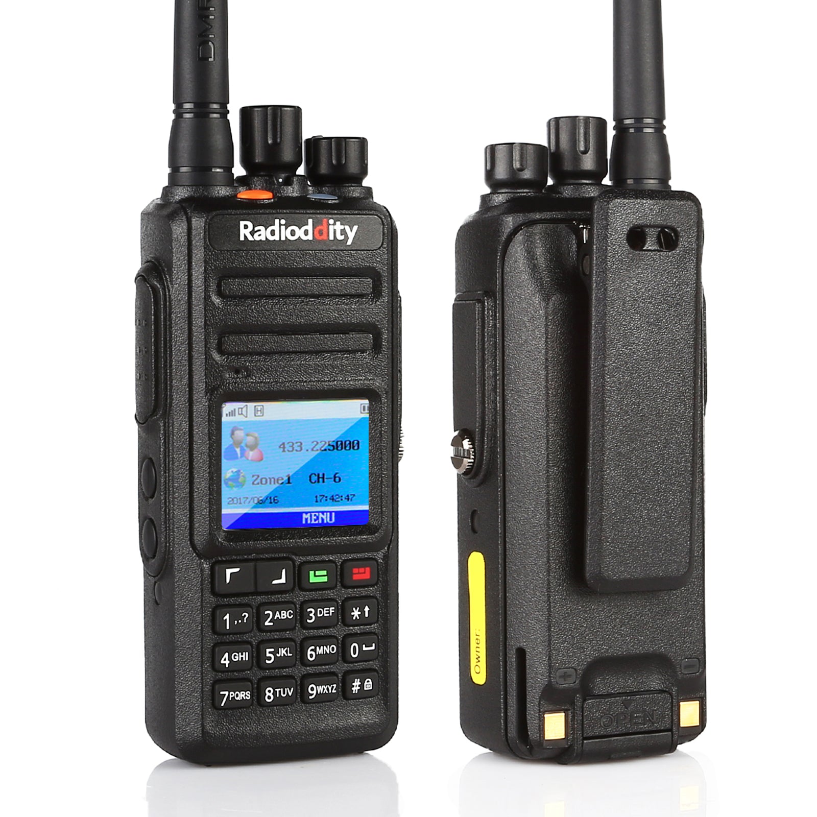 Radioddity GD 55 Plus UHF DMR Digital Two-Way Radio - 2800mAh Battery, 10W/4W Power, IP67 Waterproof, Voice Recording - Ideal for Construction, Security & Outdoor Adventures [Discontinued]