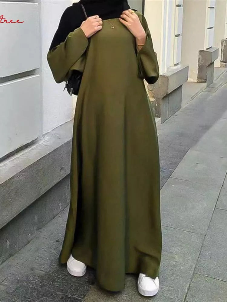 Elegant Full Length Flare Sleeve Soft Shiny Abaya Dress for Women - Perfect for Eid, Prayer, Wedding & Special Occasions